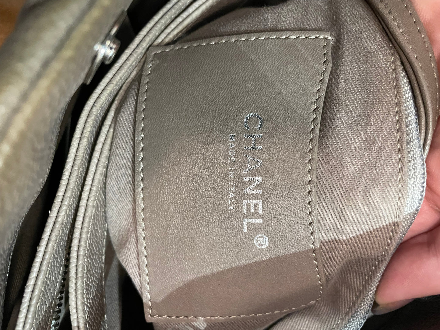 Taupe  Chanel  Handbag Caviar quilted "Just Mmlle" bowling bag
