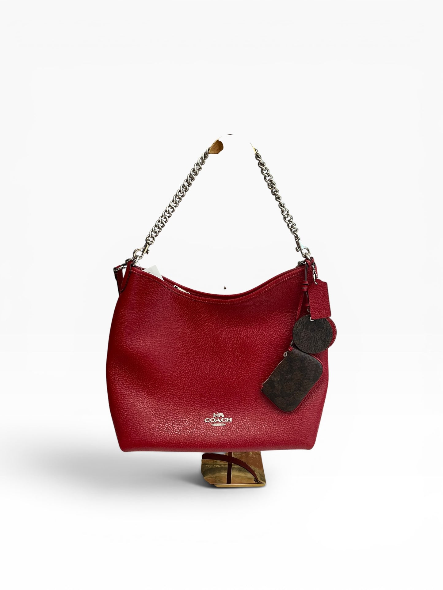 Red Coach Handbag Laurel hobo with charms, excellent like new condition