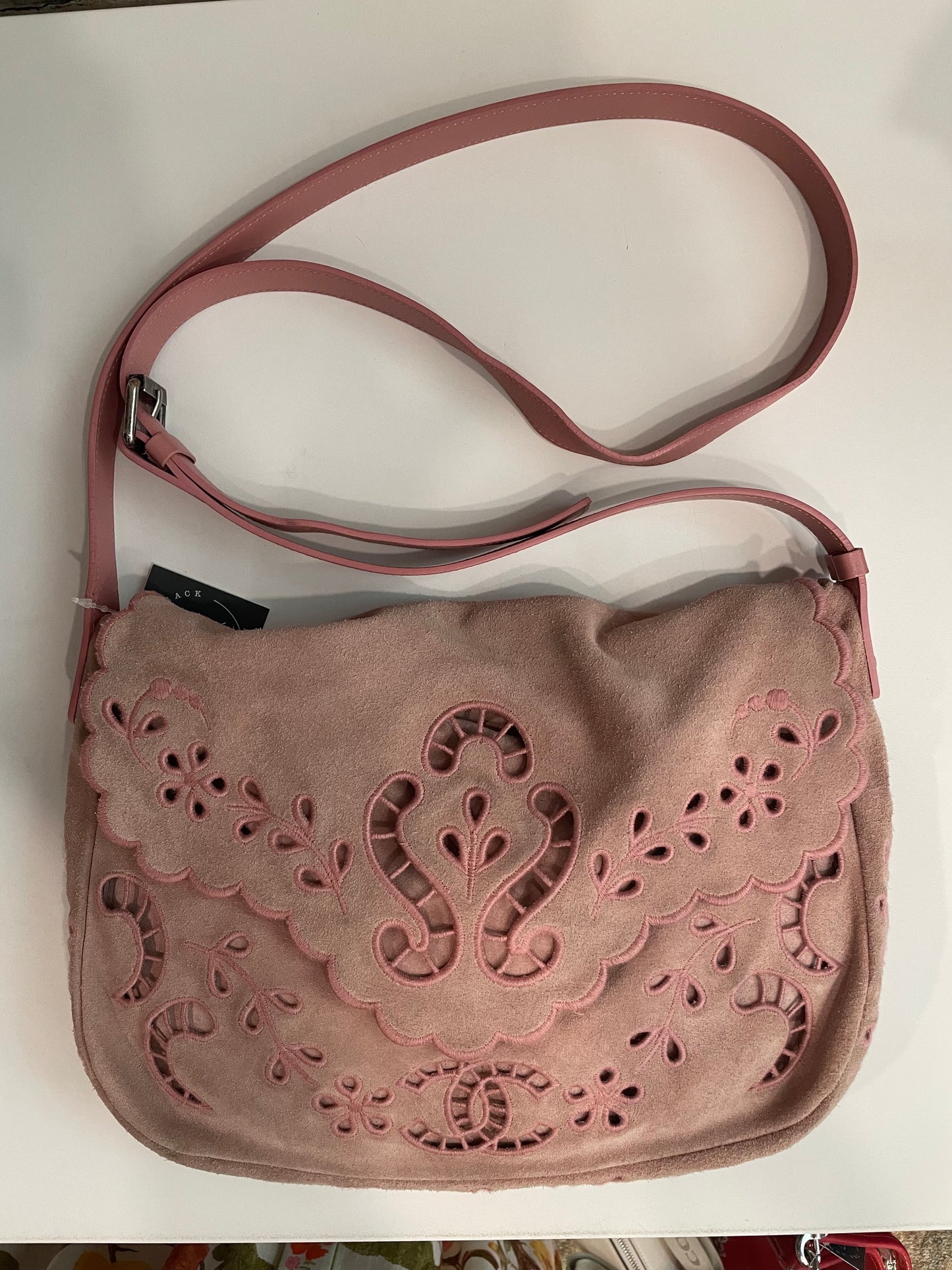 Pink Suede Chanel  Cross body bag Edinburgh mini Highland AS IS overall condition