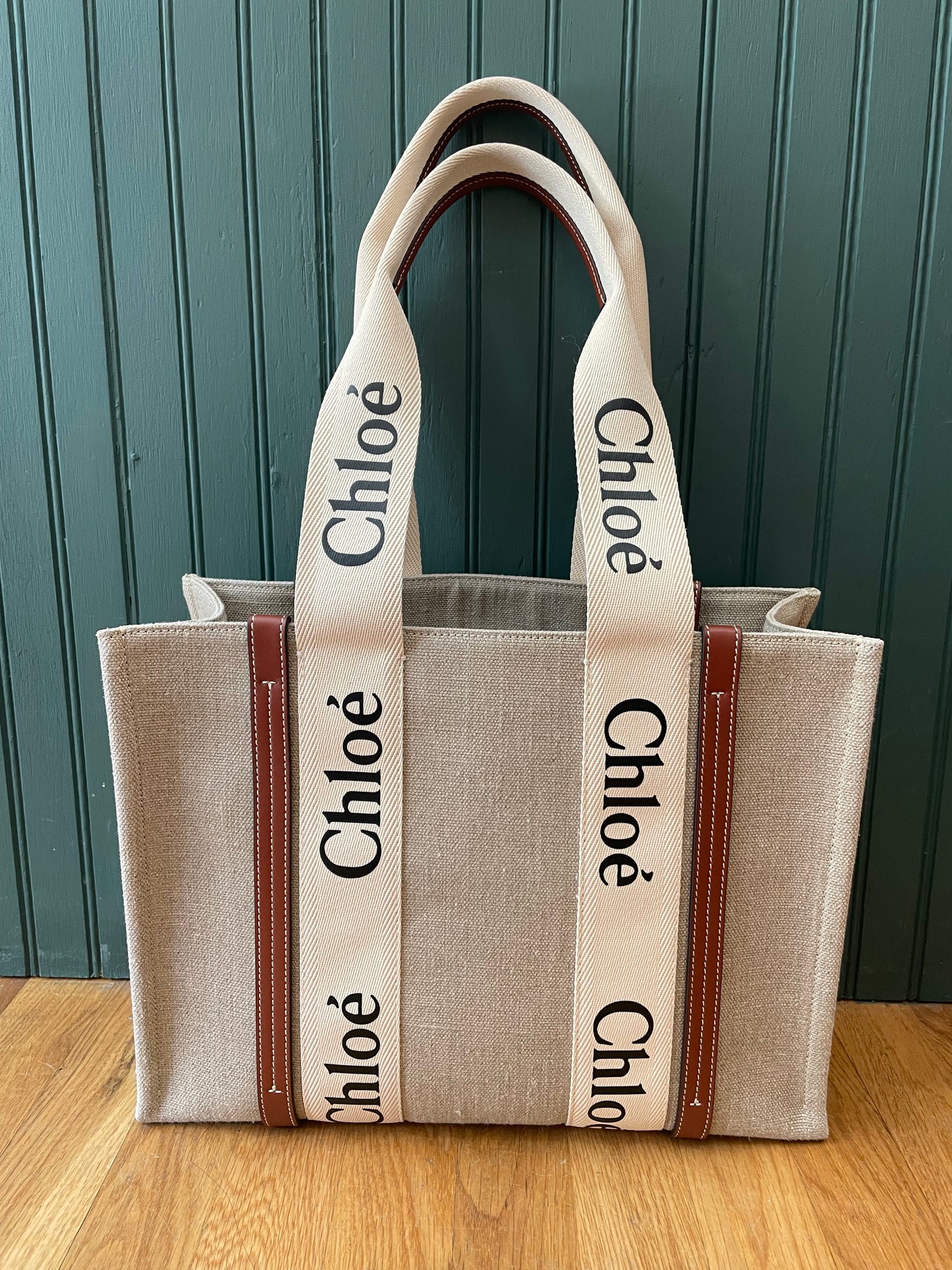 Natural/Linen Chloe Tote Woody Canvas Tote- Medium, Medium