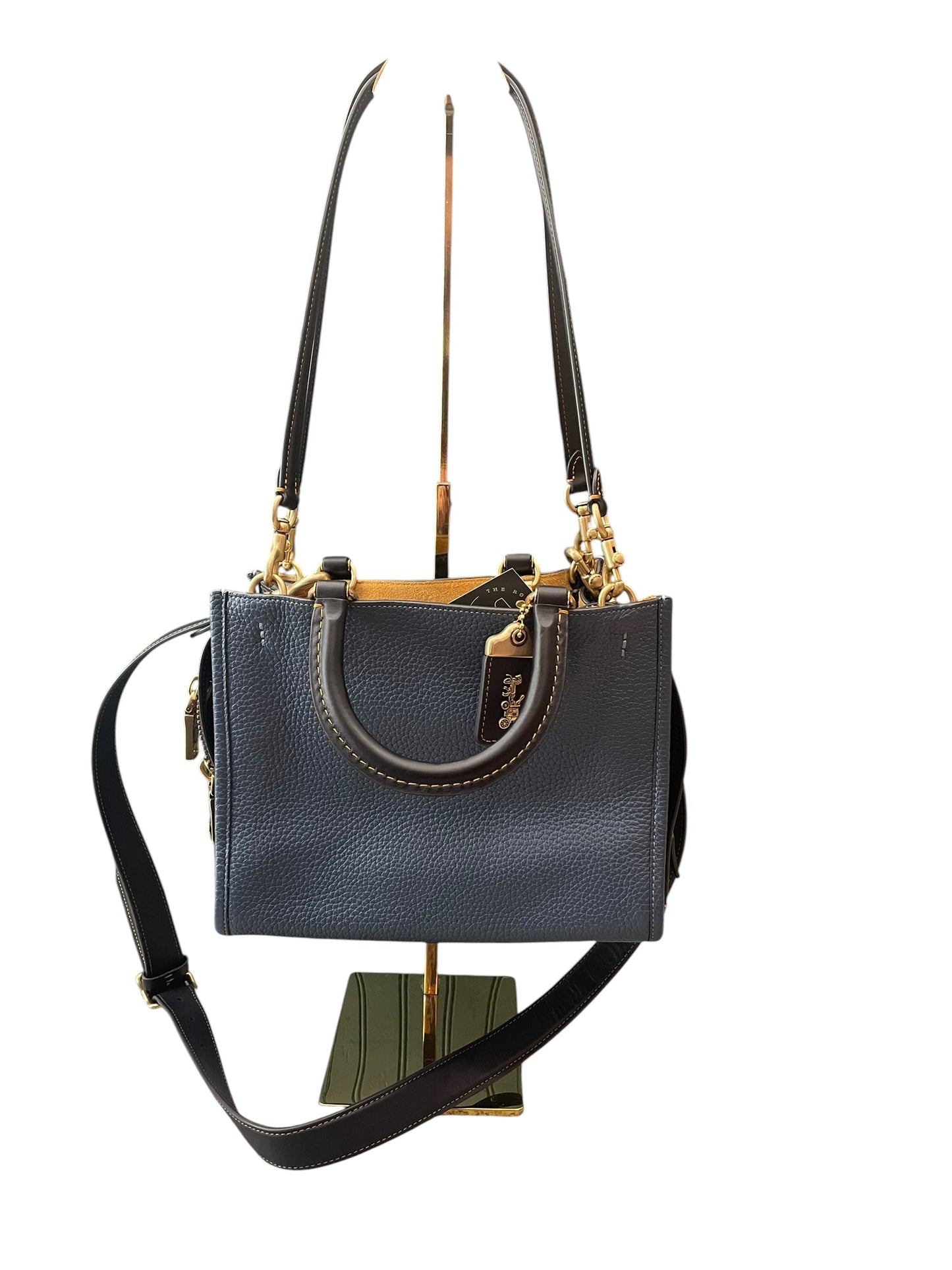 Navy/Black Coach Handbag Pebbled "Rouge 25" MSRP $650
