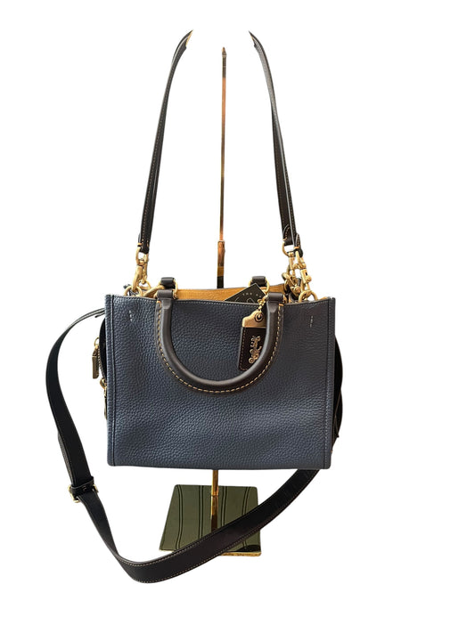 Navy/Black Coach Handbag Pebbled "Rouge 25" MSRP $650