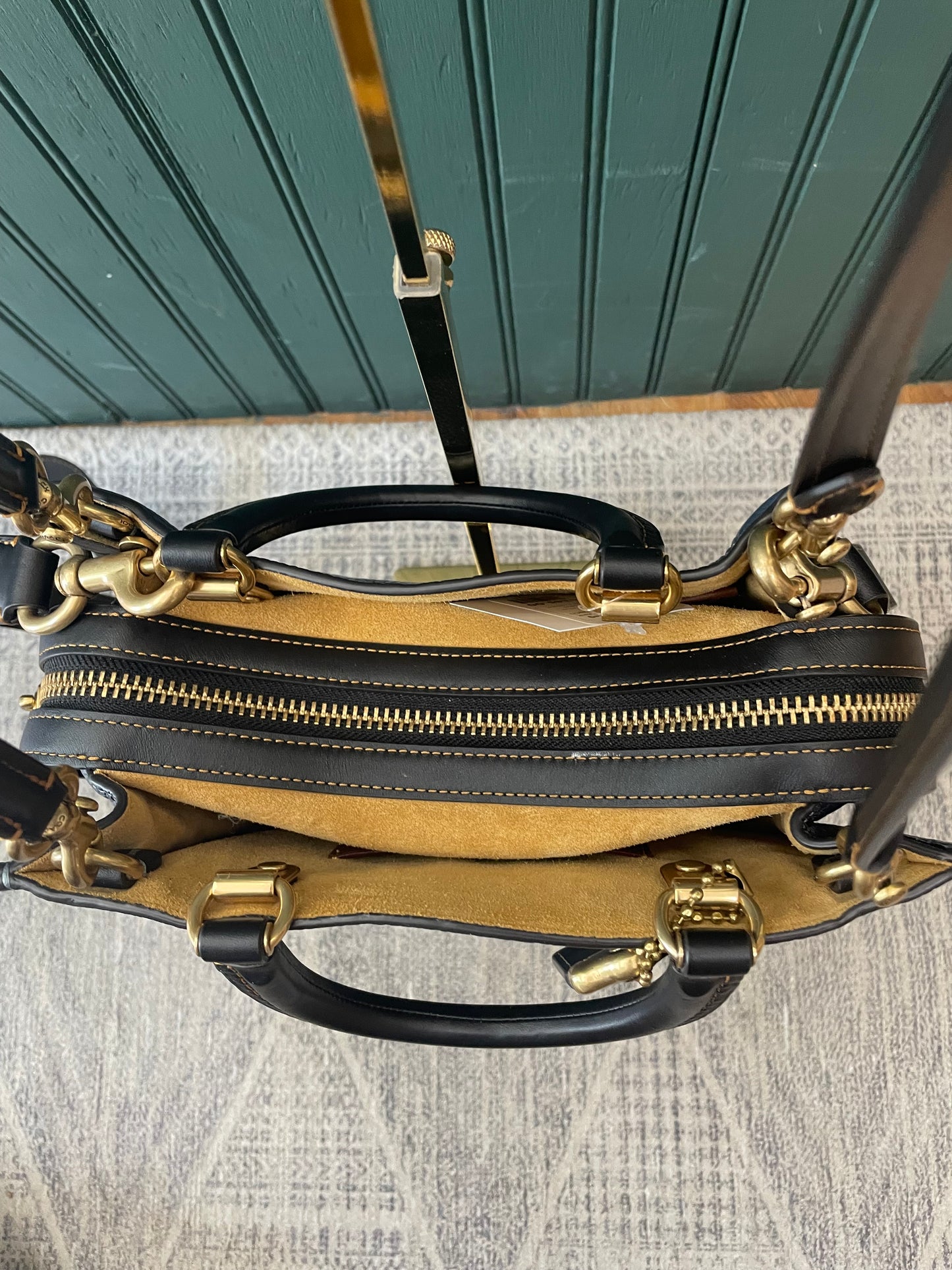 Navy/Black Coach Handbag Pebbled "Rouge 25" MSRP $650