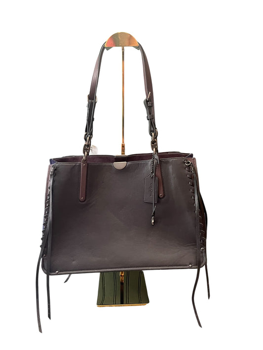 Brown/Navy Coach Handbag "Dreamer" mixed leather w Whipstitch