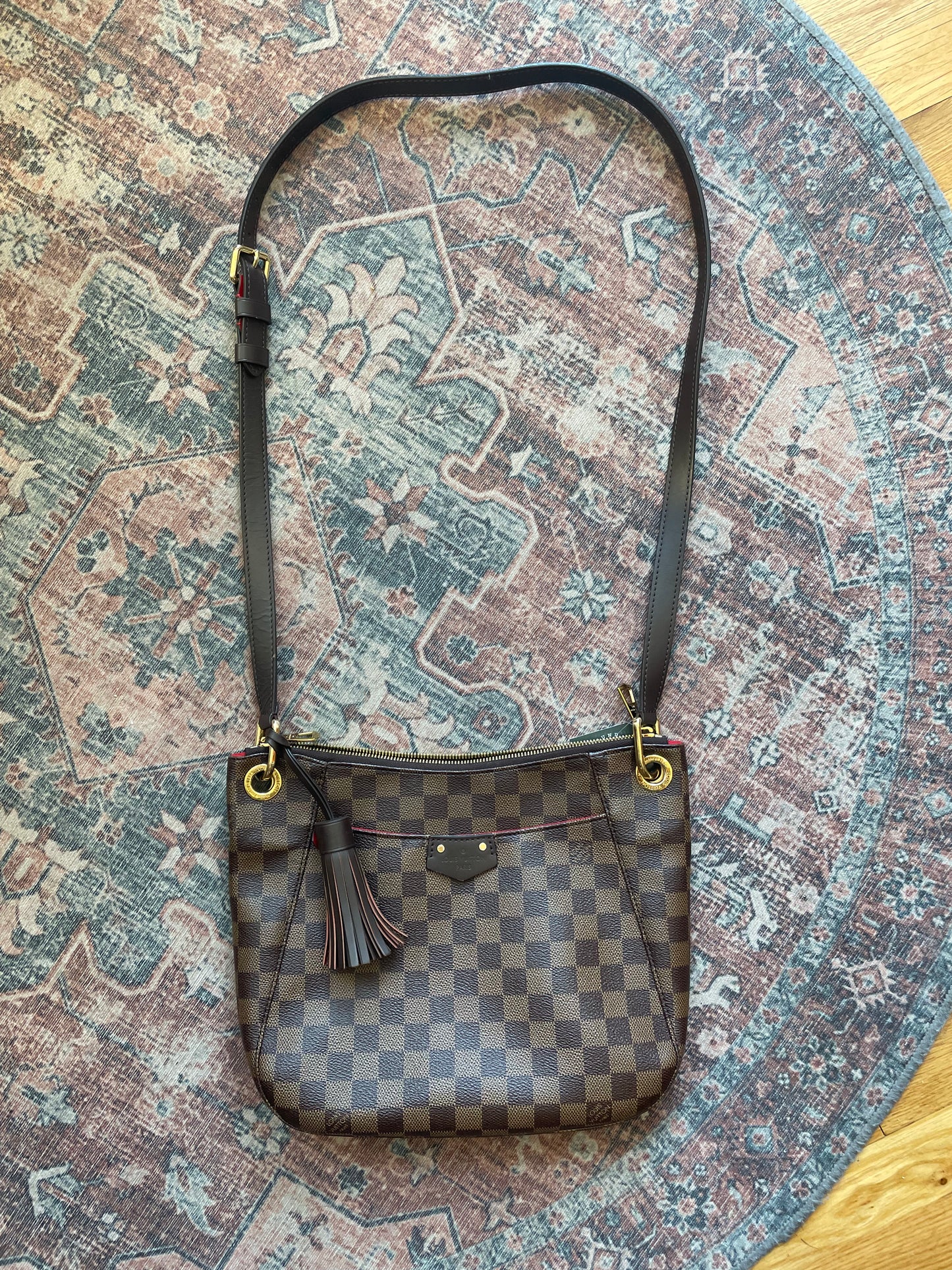 Brown Damier Louis Vuitton  Messenger bag Red trim South Bank Besace 2020 W/BOX