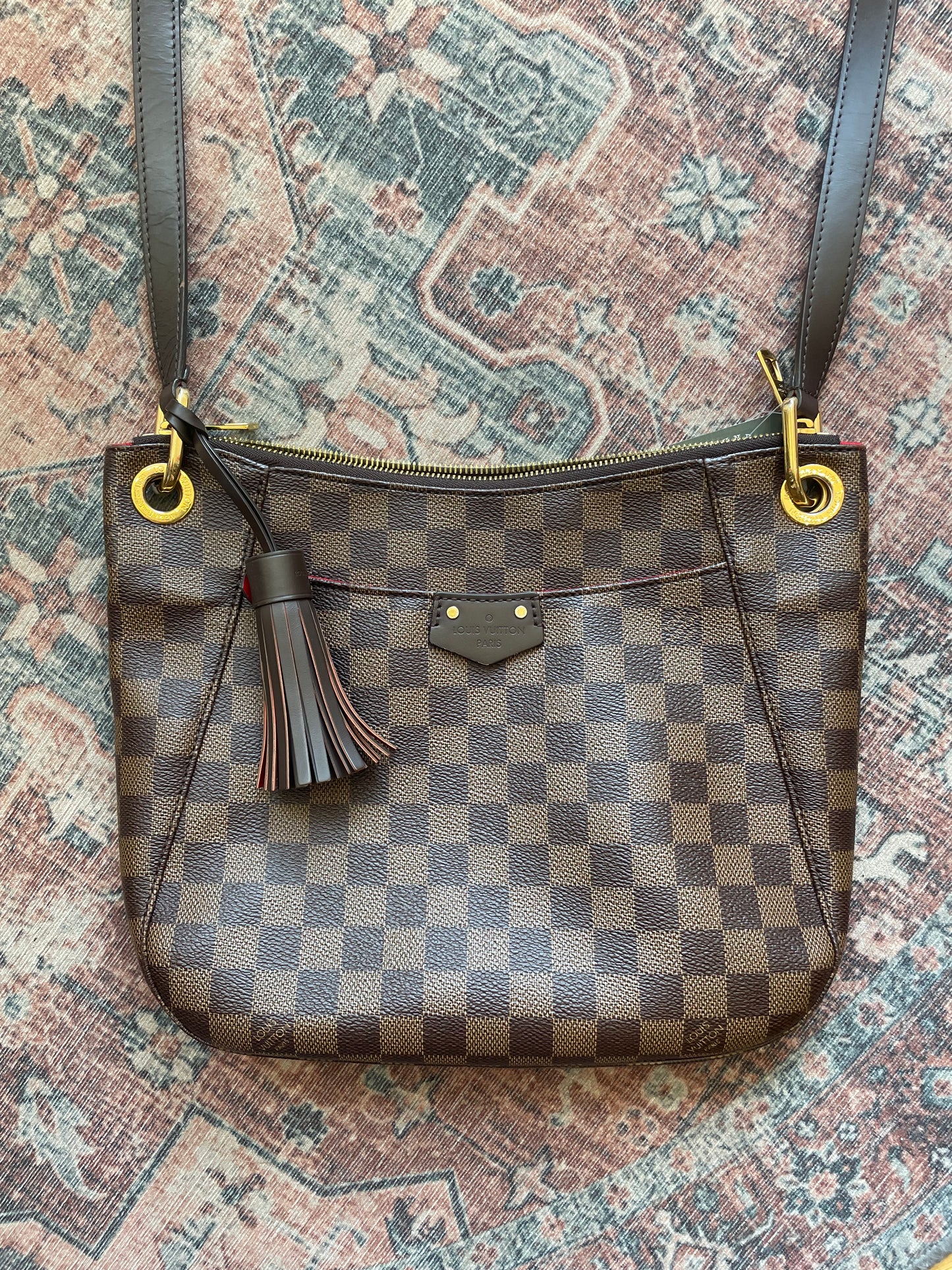 Brown Damier Louis Vuitton  Messenger bag Red trim South Bank Besace 2020 W/BOX