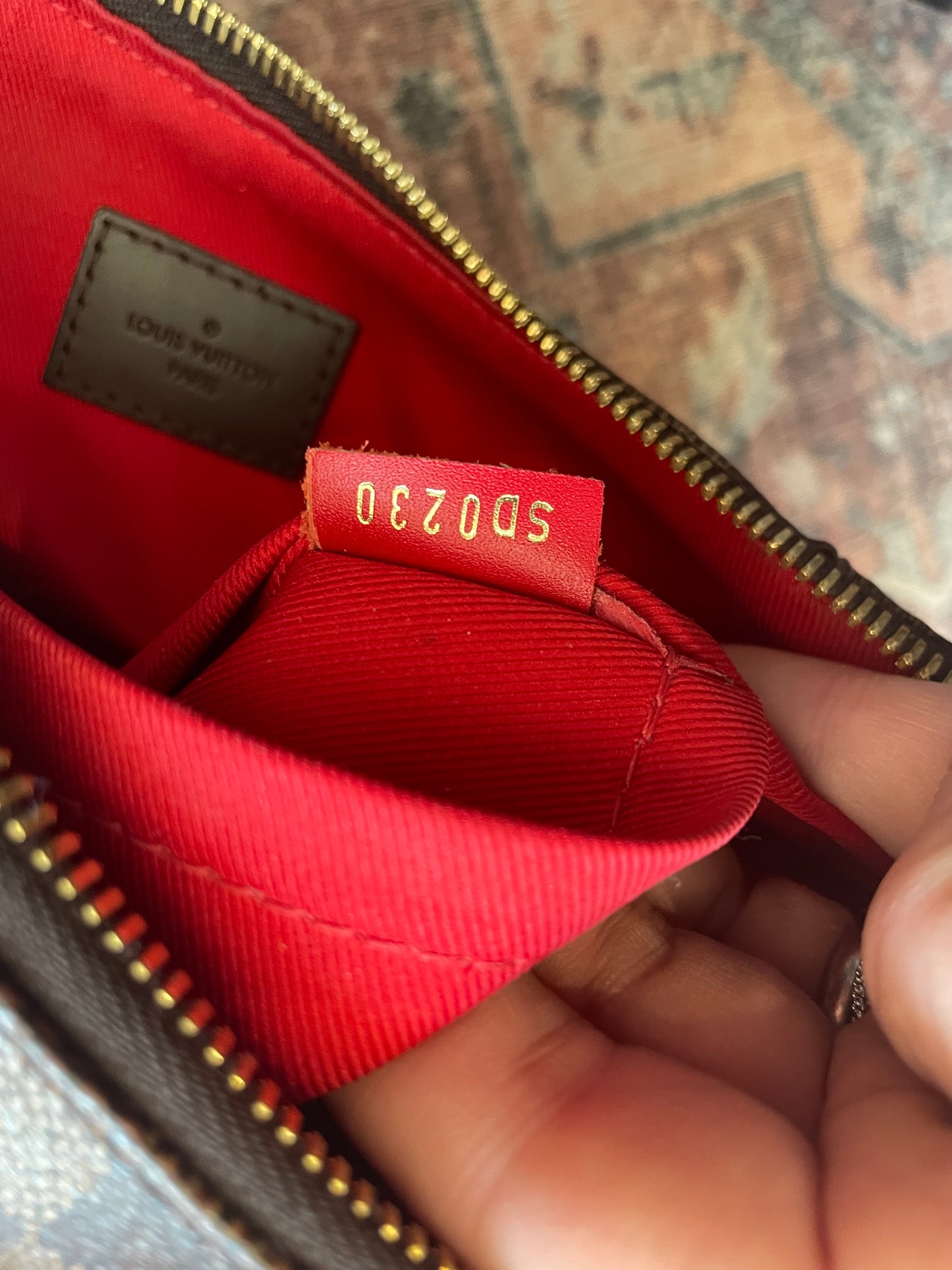 Brown Damier Louis Vuitton  Messenger bag Red trim South Bank Besace 2020 W/BOX