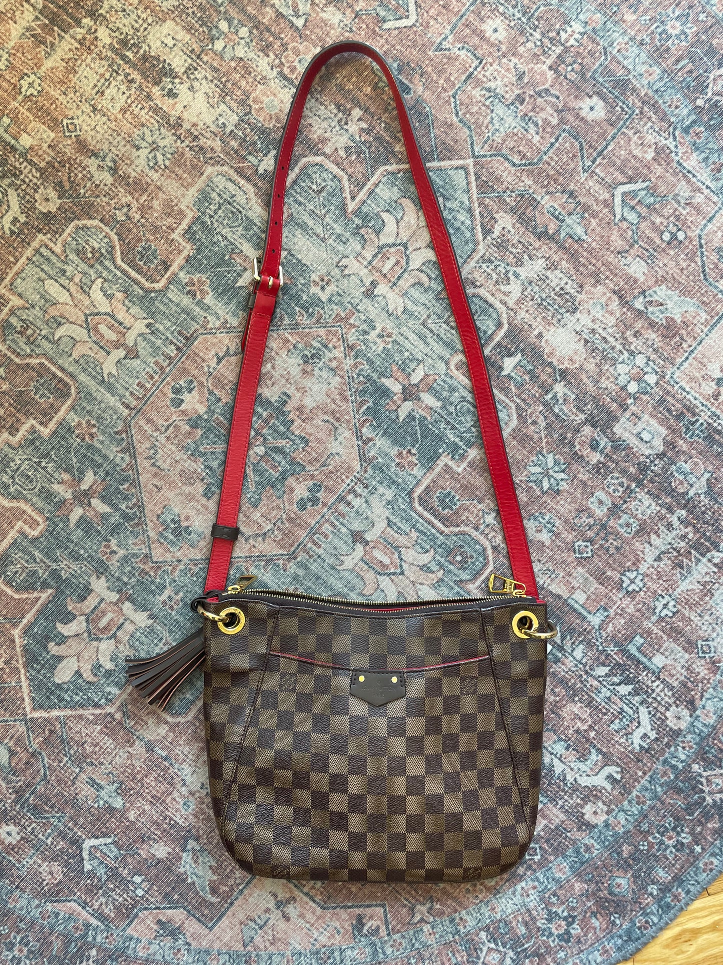 Brown Damier Louis Vuitton  Messenger bag Red trim South Bank Besace 2020 W/BOX