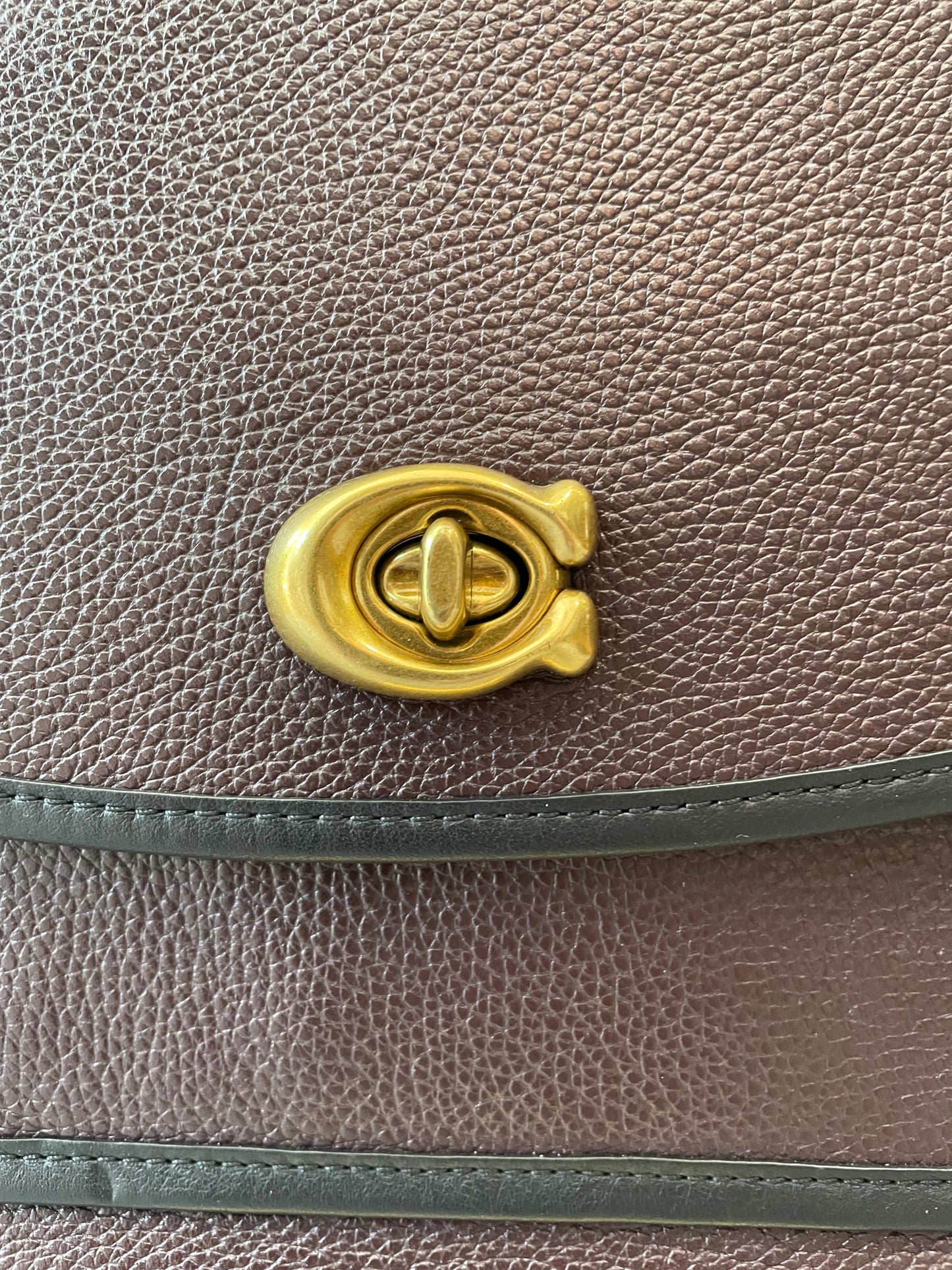 Bordeaux Coach  Handbag Gold Chain/Black trim  "Parker"