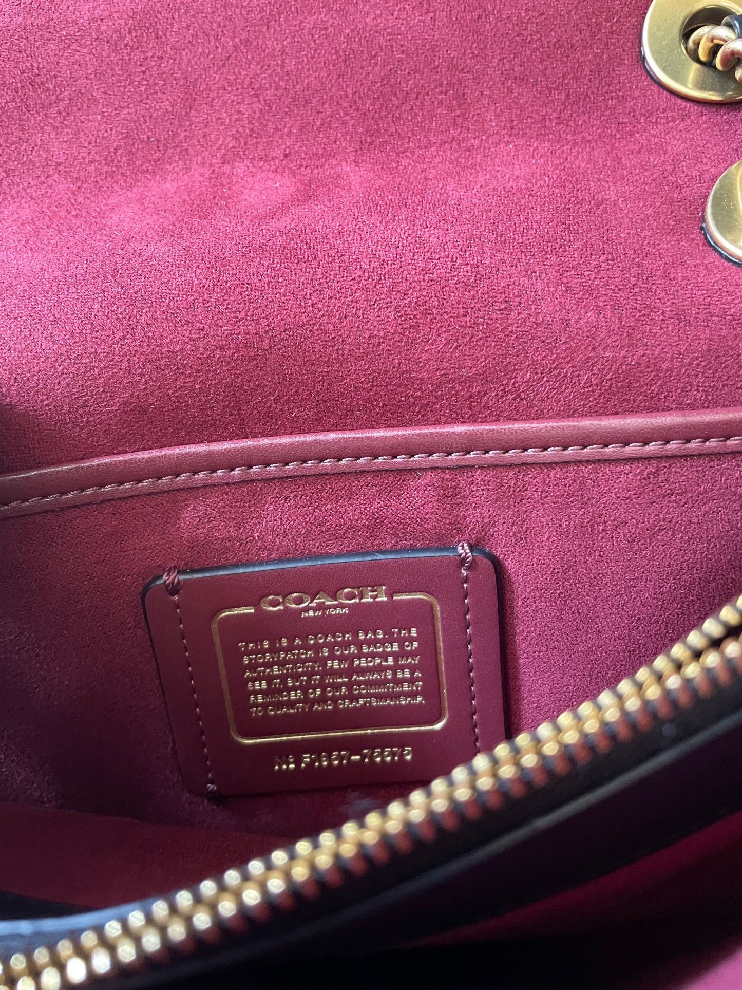 Bordeaux Coach  Handbag Gold Chain/Black trim  "Parker"