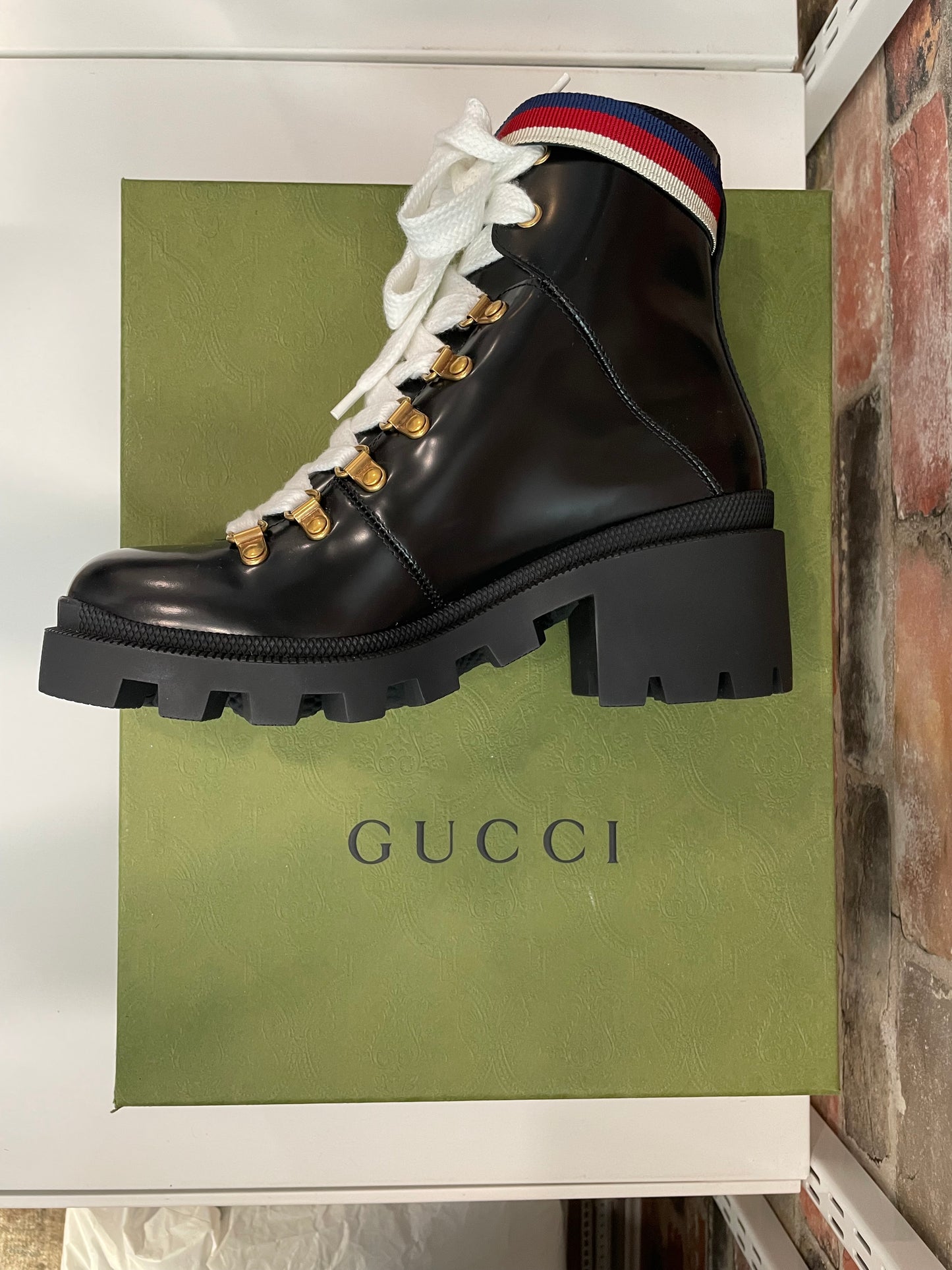 Black   Gucci   Ankle Boots BNIB, BOX Sylvie Web  MSRP $1150, 37.5 (7)