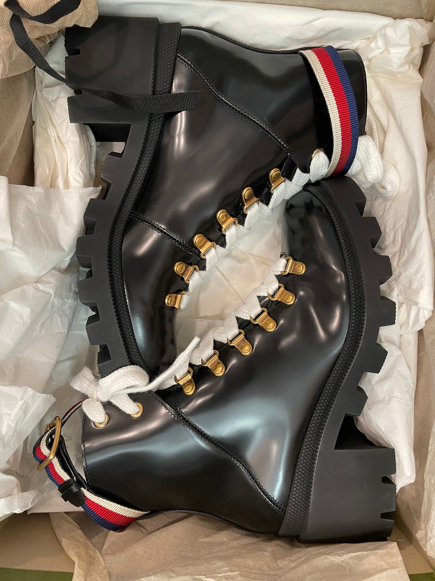 Black   Gucci   Ankle Boots BNIB, BOX Sylvie Web  MSRP $1150, 37.5 (7)