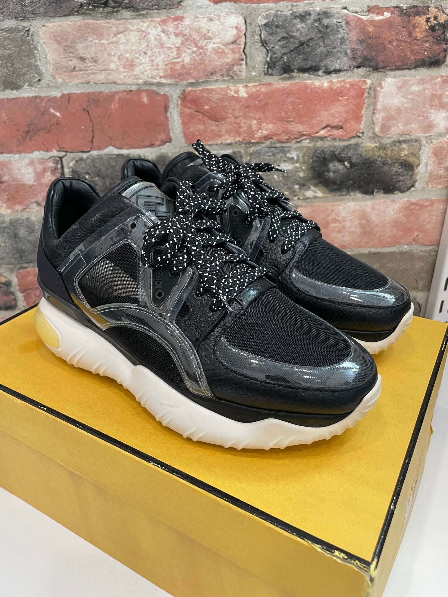 Black, Mesh   Fendi  Sneakers With BOX  MSRP $890, 38/7.5