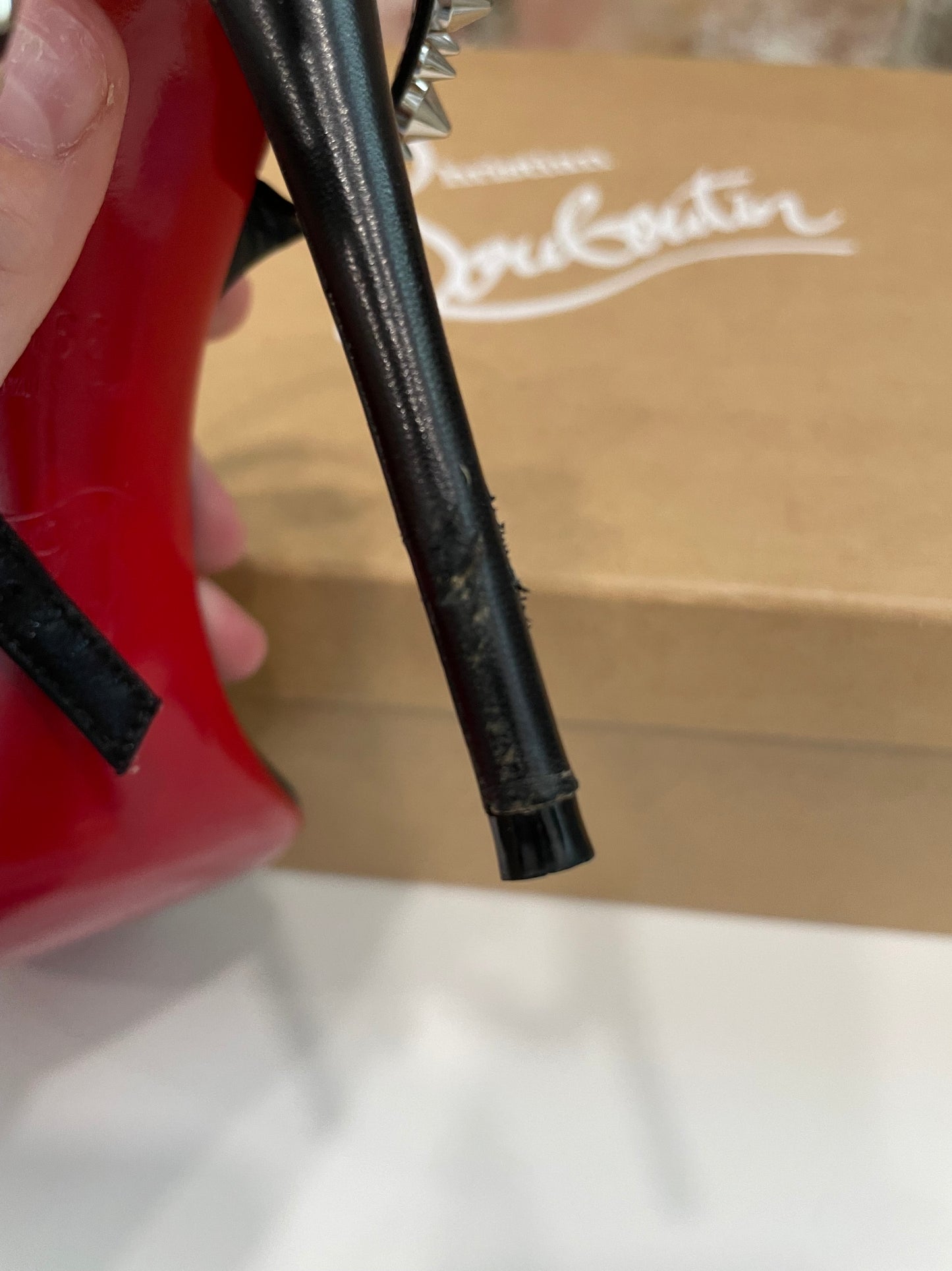 Black, Silver Christian Louboutin  Sandal  Spikes, strappy stiletto sandal BOX, 39.5 (9)