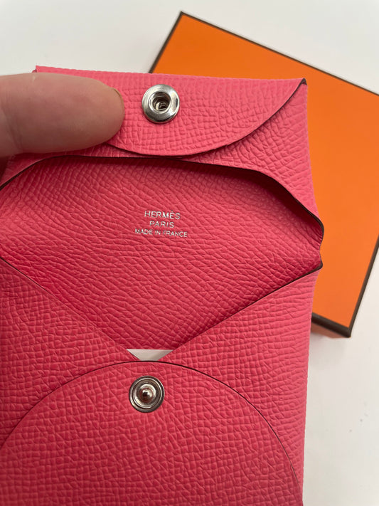 Pink  Hermes  Purse  Epsom Bastia coin purse- With box and bag