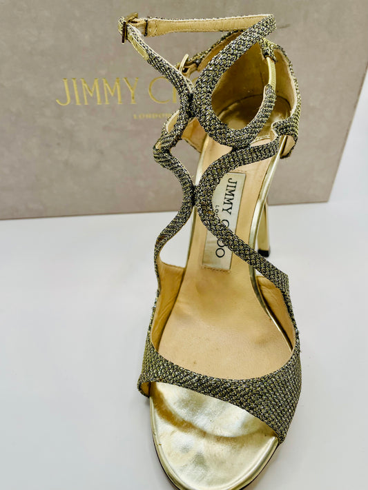 Gold Jimmy Choo Pump Strappy Stiletto W BOX MSRP $850+