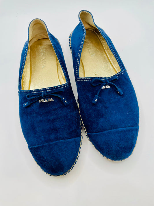 Navy Blue Prada  Espadrille  NWB Suede, 7.5
