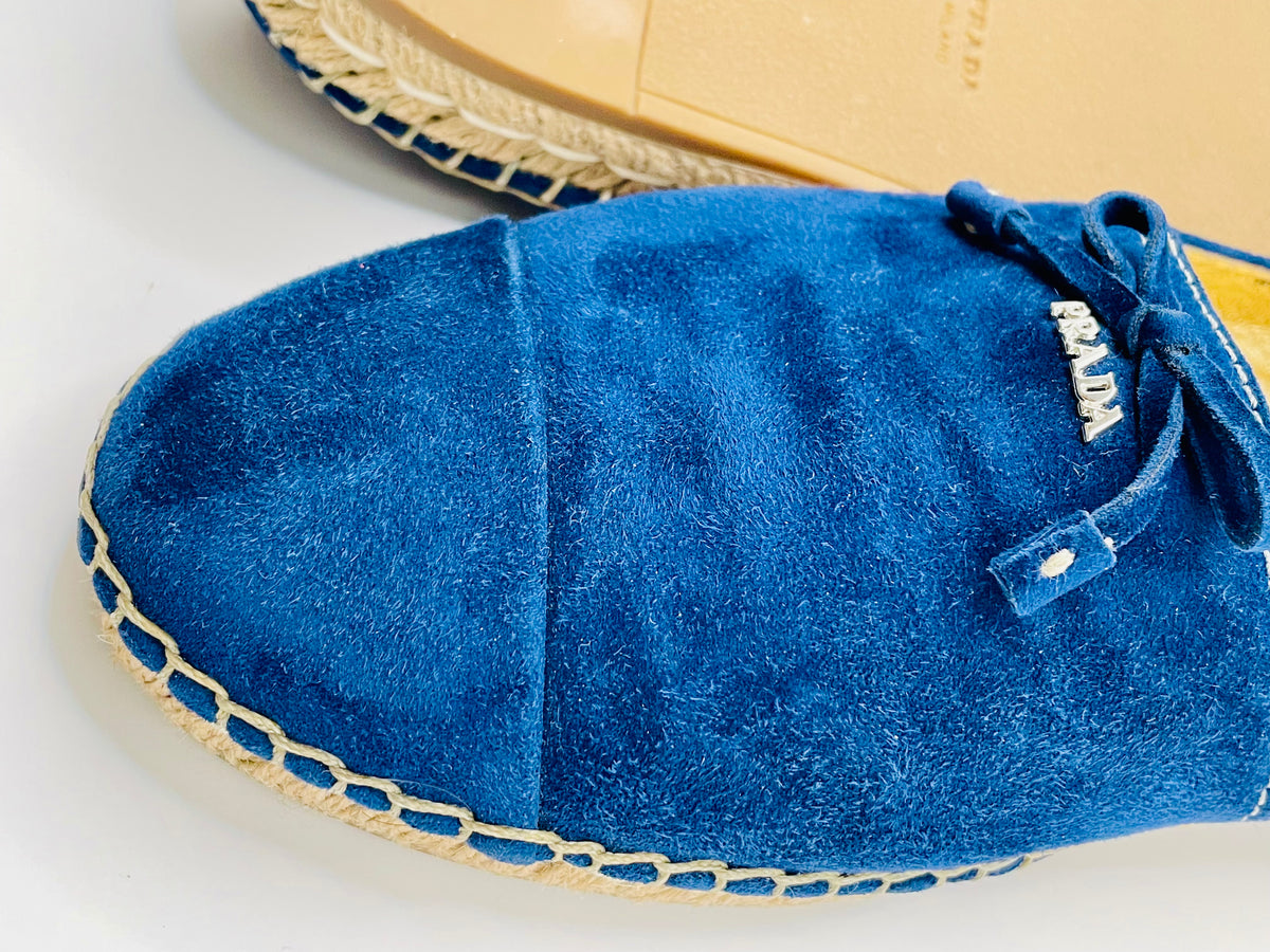 Navy Blue Prada  Espadrille  NWB Suede, 7.5