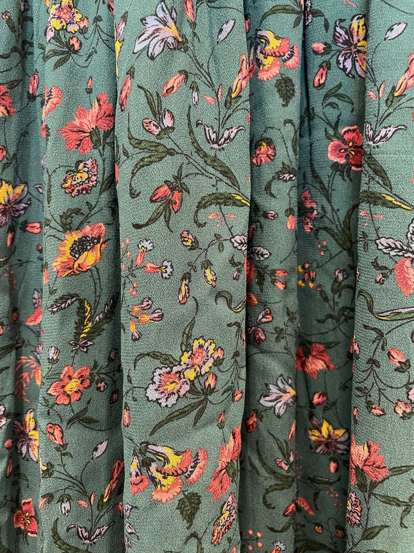 Forrest Green Floral  Hill House Dress Smocked, Midi Georgia Nap, M