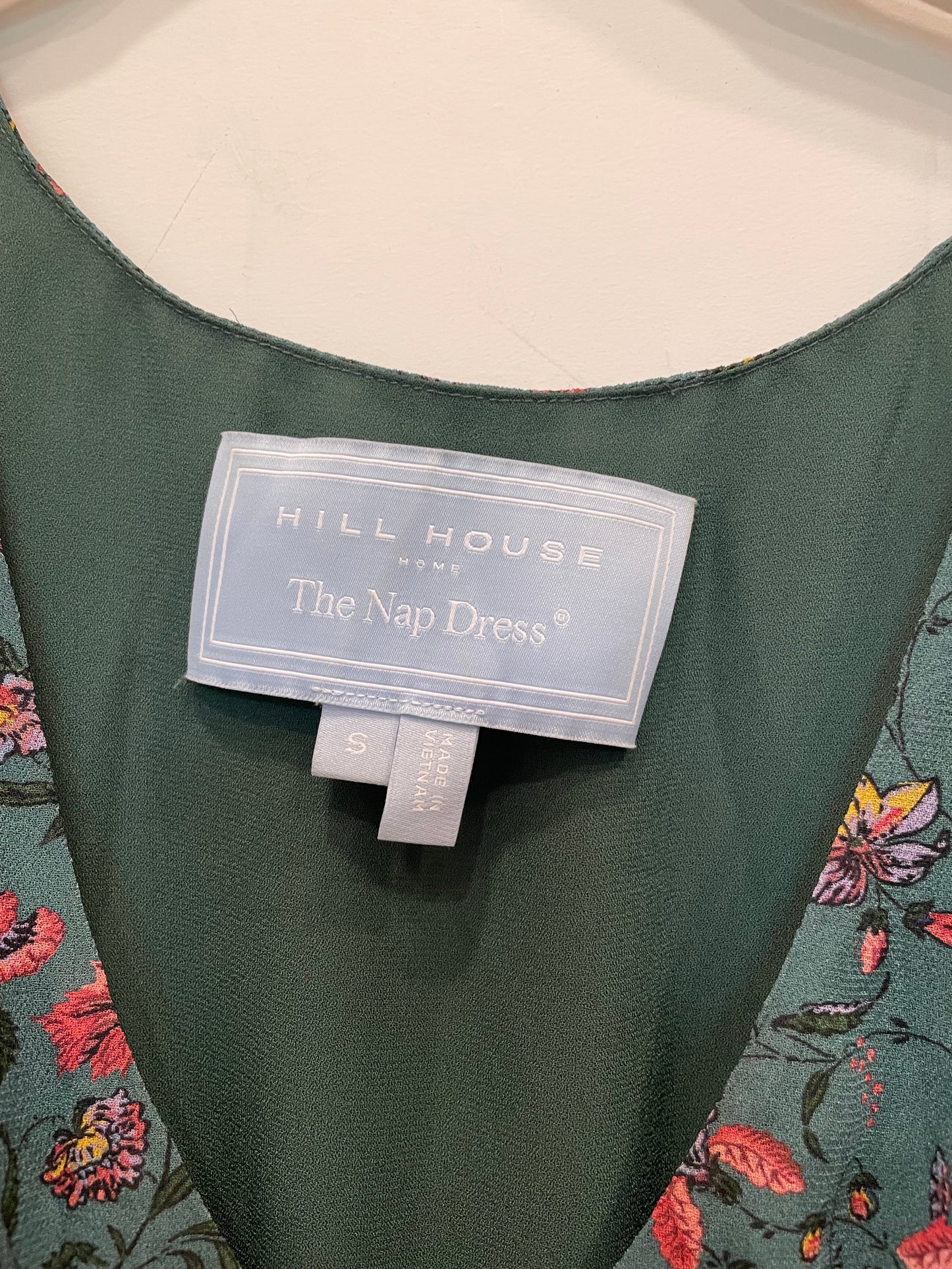 Forrest Green Floral  Hill House Dress Smocked, Midi Georgia Nap, M
