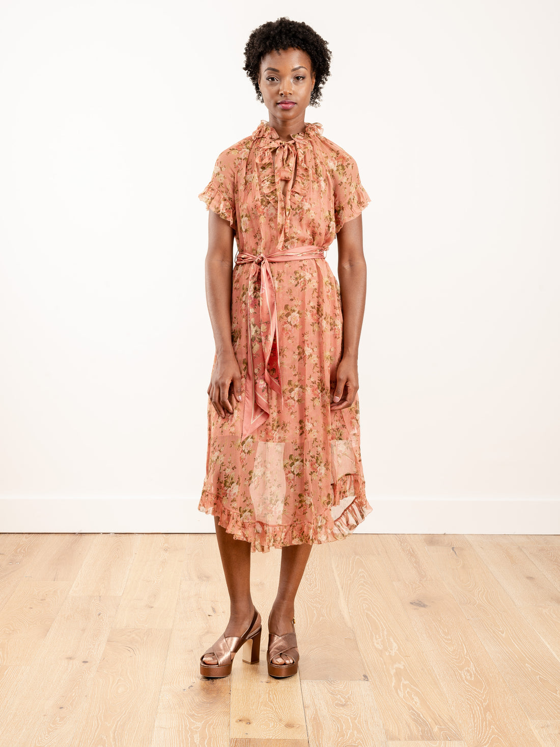 Dusty Pink Floral  Zimmermann Dress With Slip , XS