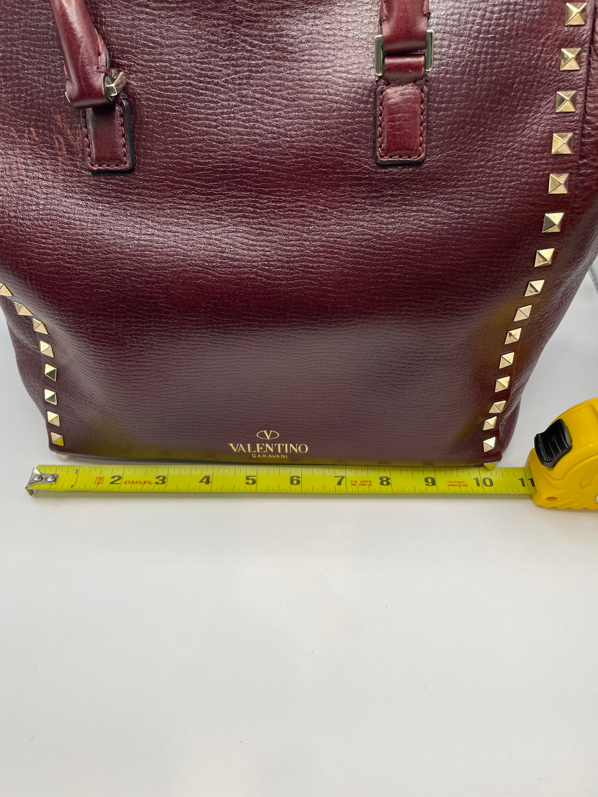 Oxblood Valentino Handbag Rockstud Trapeze double handle tote