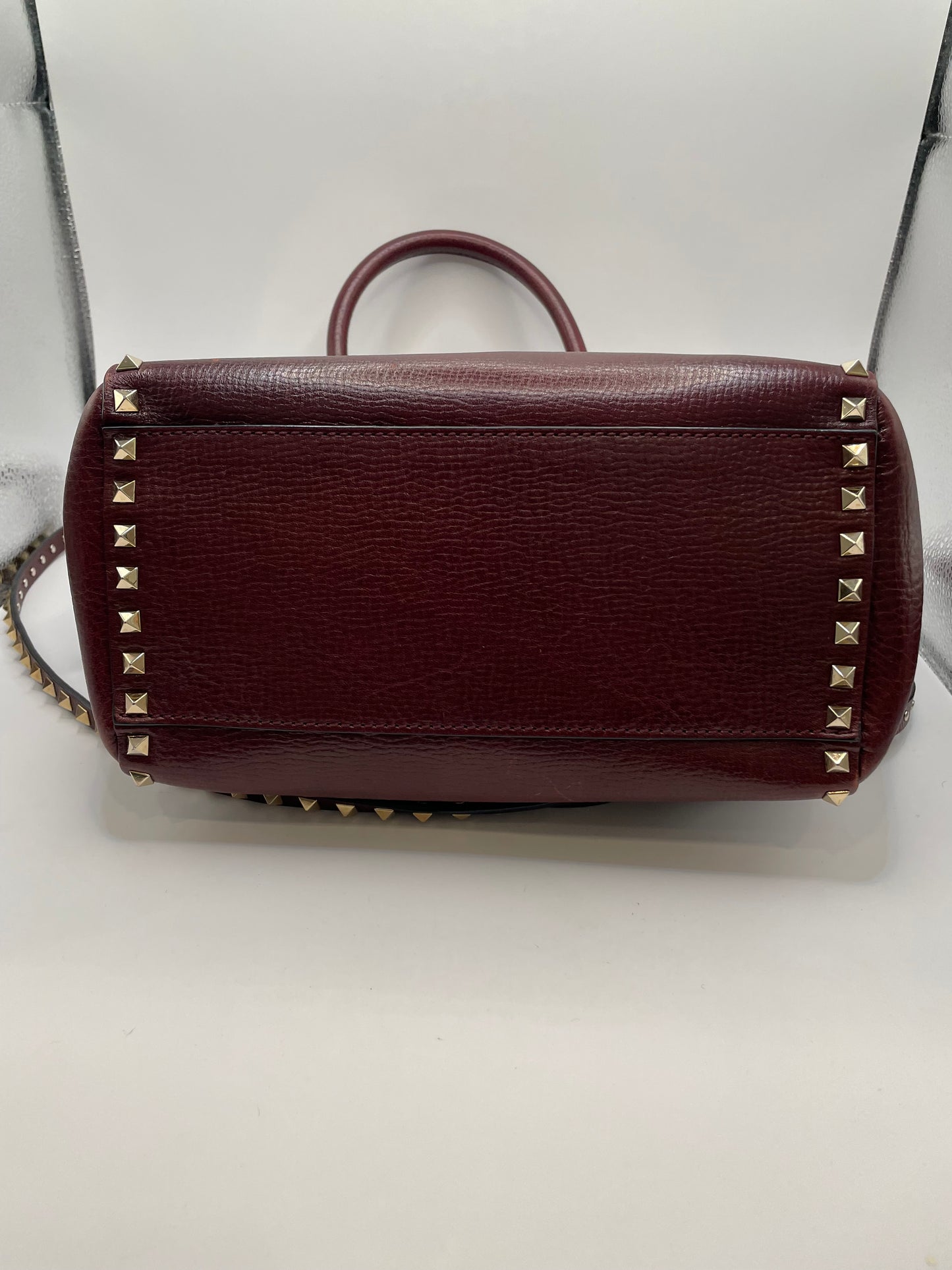 Oxblood Valentino Handbag Rockstud Trapeze double handle tote