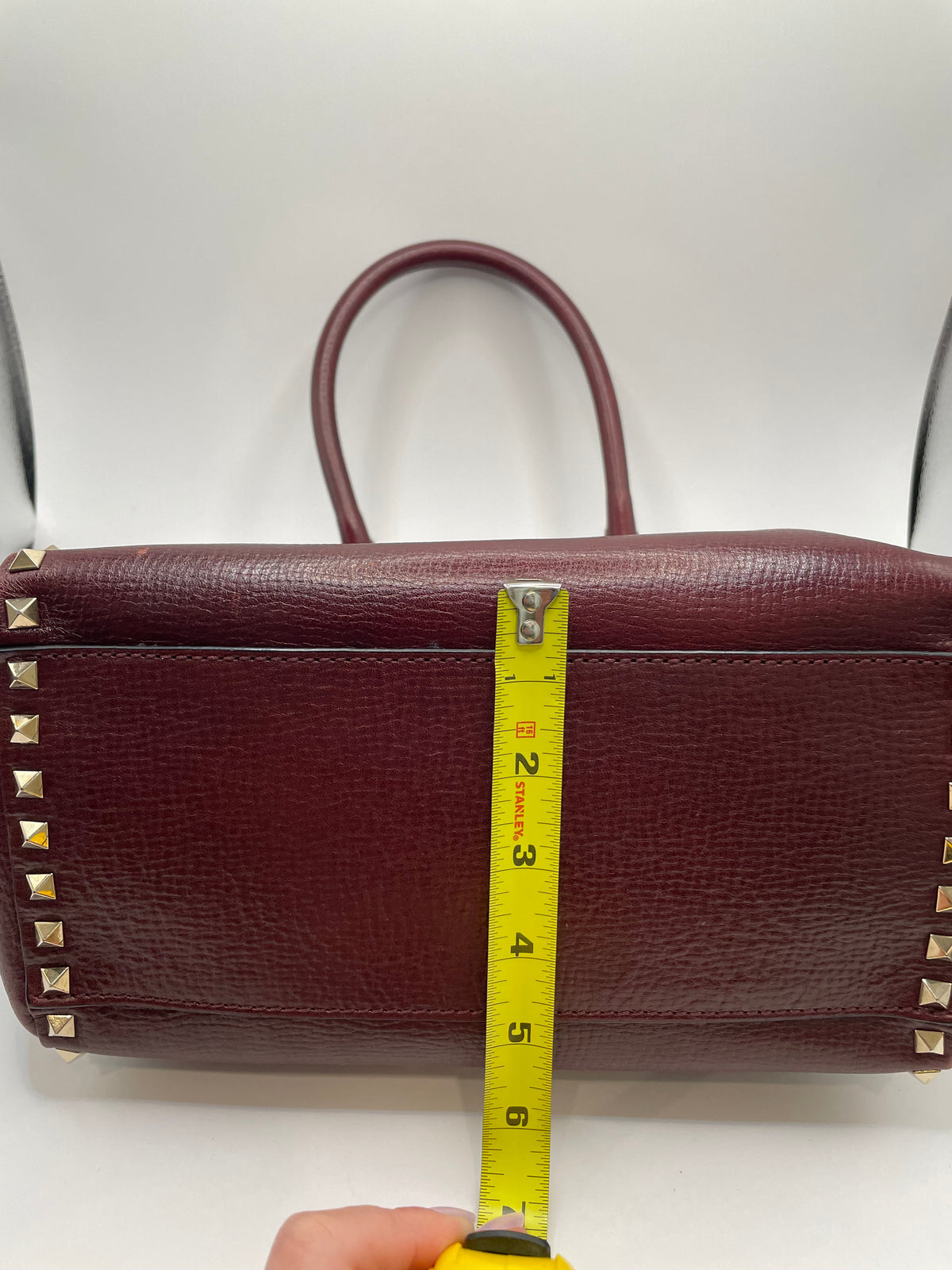 Oxblood Valentino Handbag Rockstud Trapeze double handle tote
