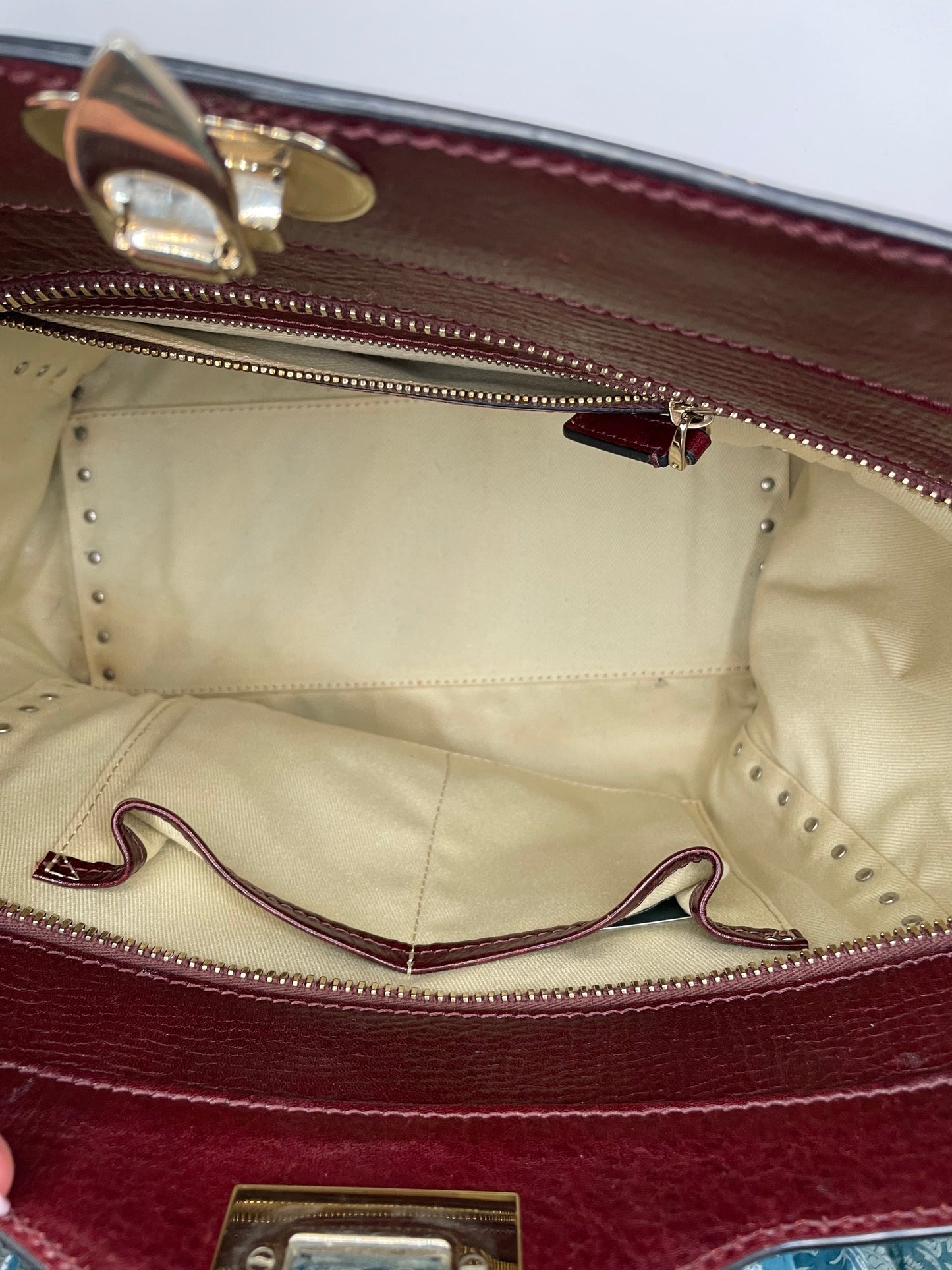 Oxblood Valentino Handbag Rockstud Trapeze double handle tote