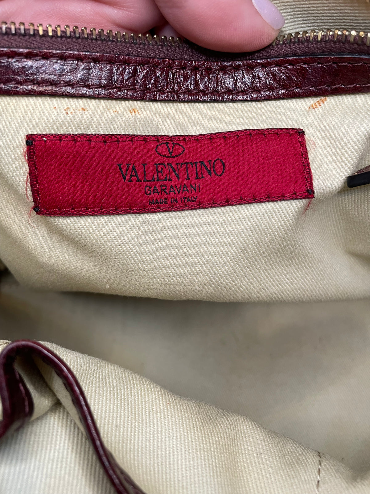 Oxblood Valentino Handbag Rockstud Trapeze double handle tote