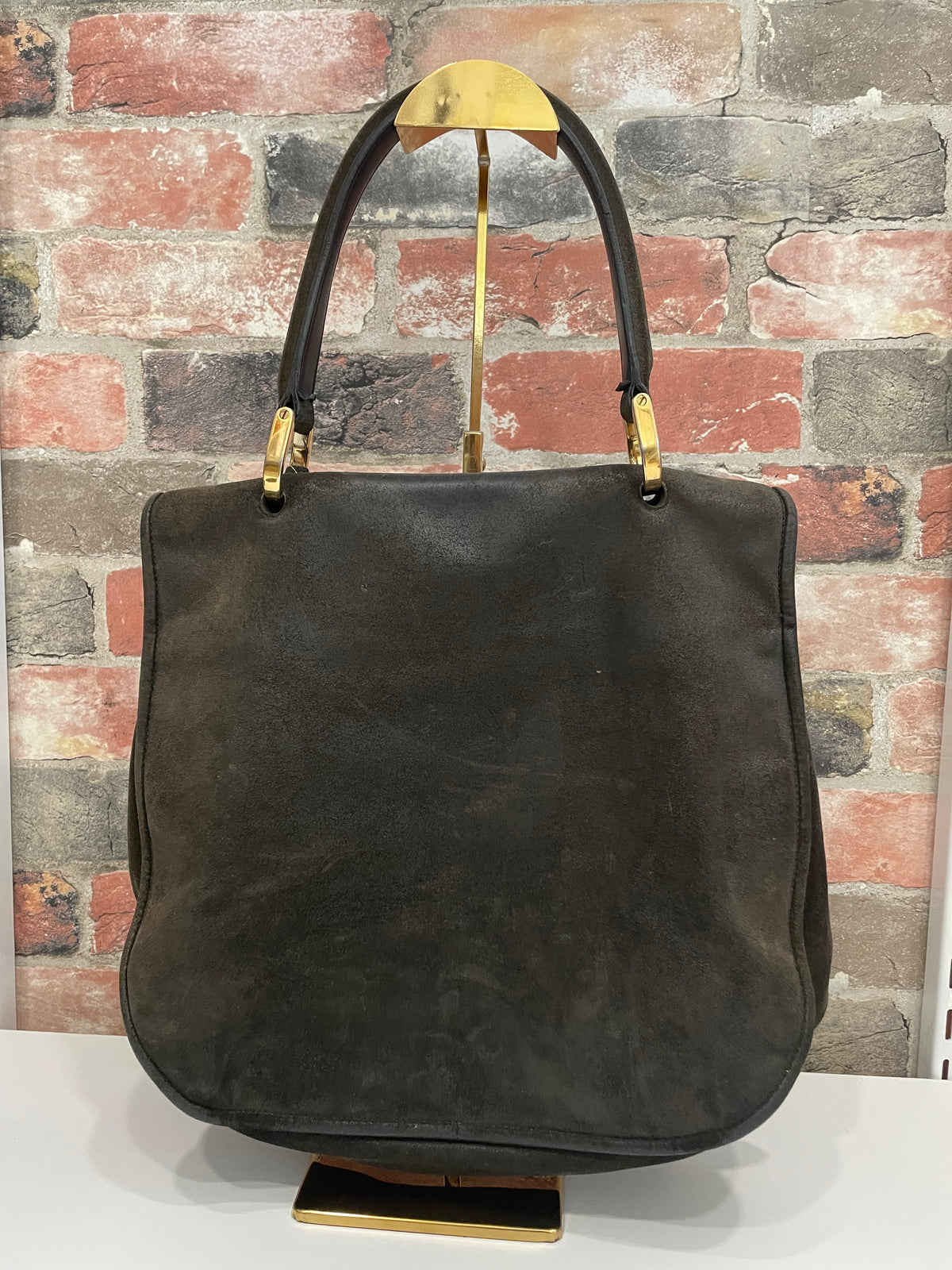Olive Suede  Balenciaga Shoulder bag  Top handle saddle bag