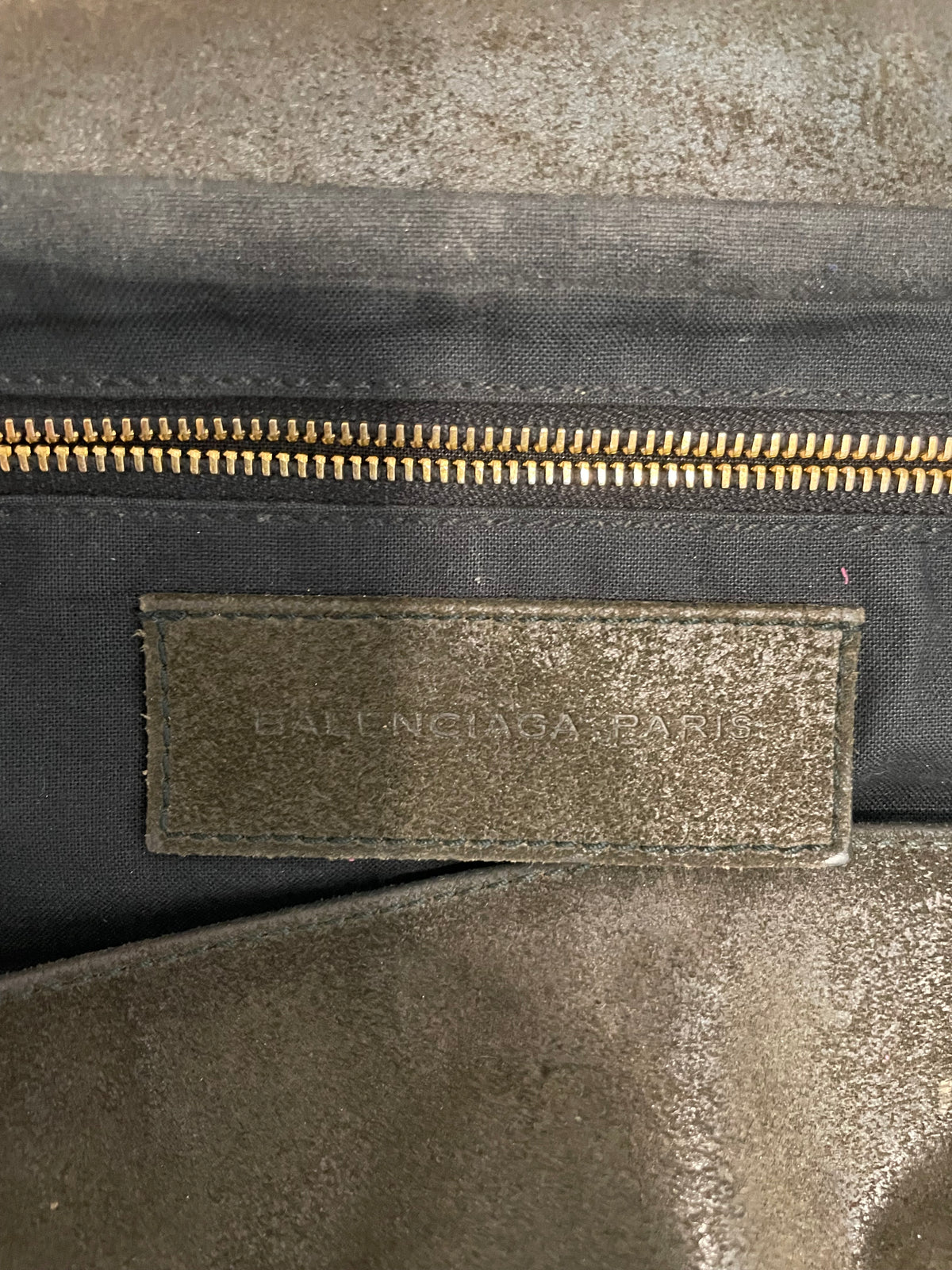 Olive Suede  Balenciaga Shoulder bag  Top handle saddle bag