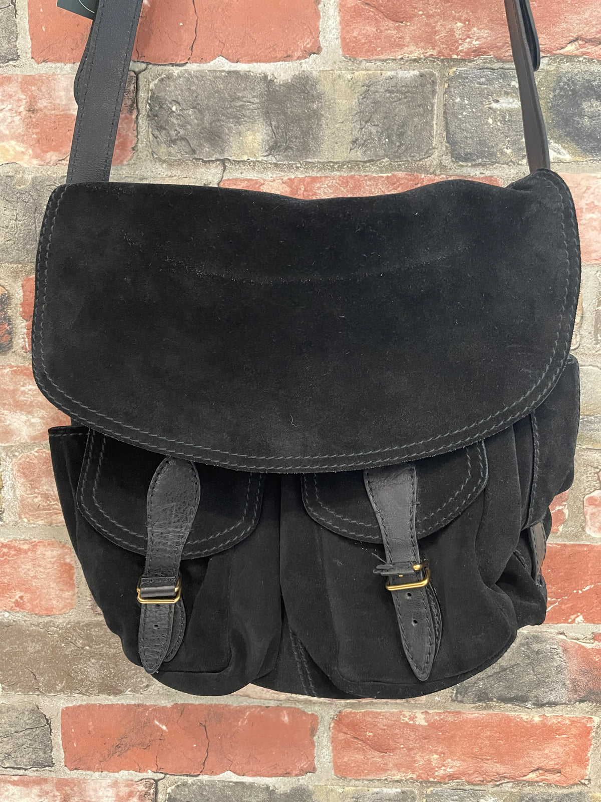 Black suede  Balenciaga Messenger bag crossbody hobo VGUC