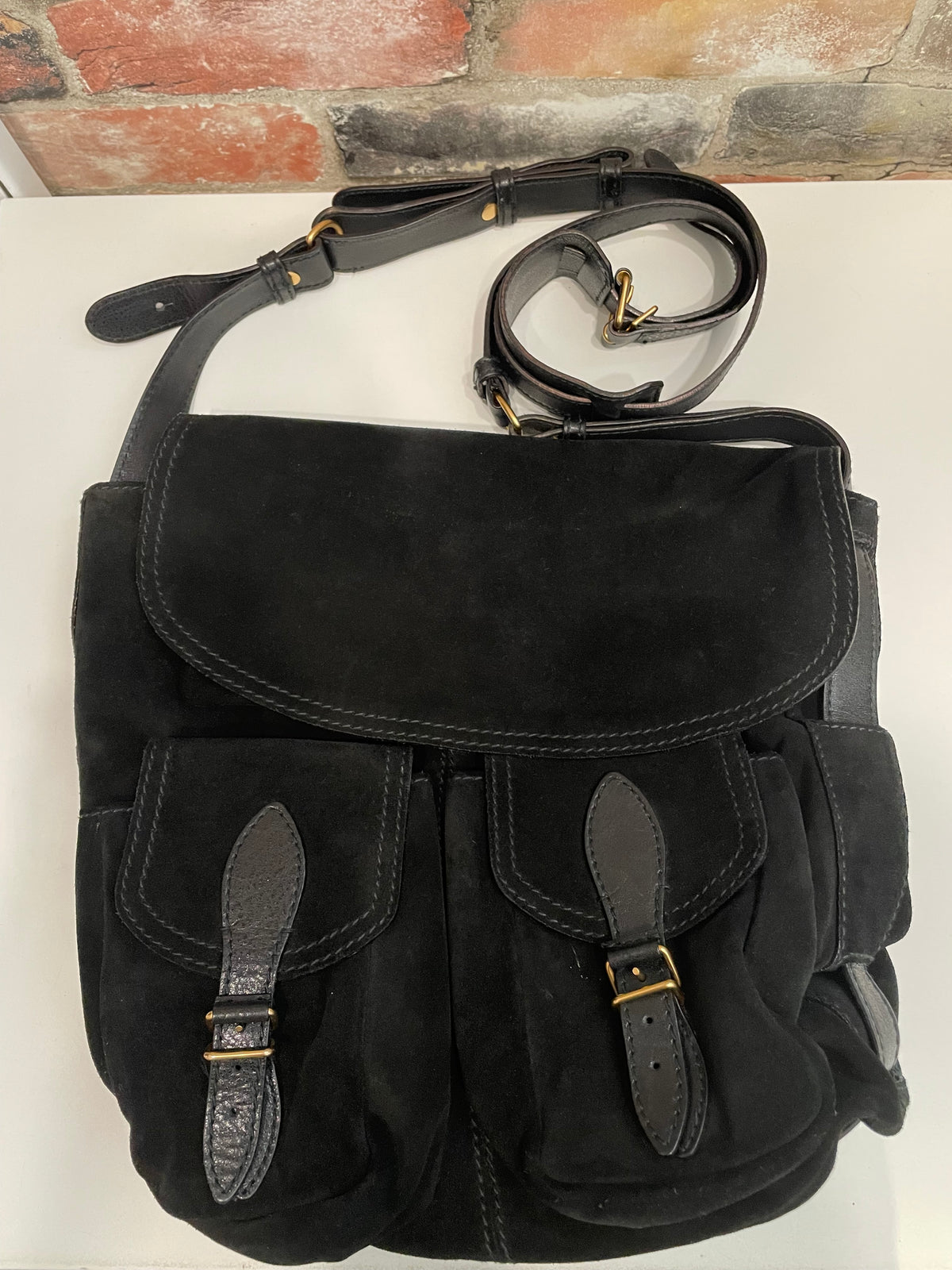 Black suede  Balenciaga Messenger bag crossbody hobo VGUC