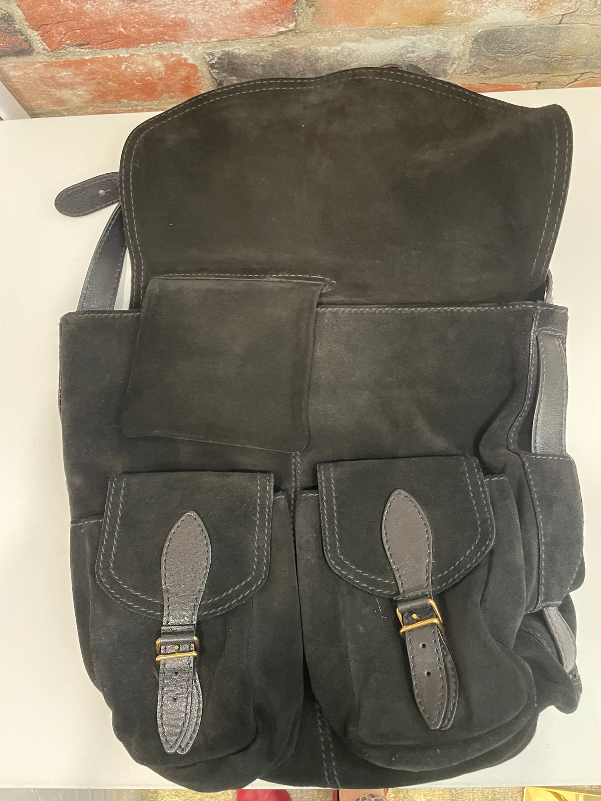 Black suede  Balenciaga Messenger bag crossbody hobo VGUC