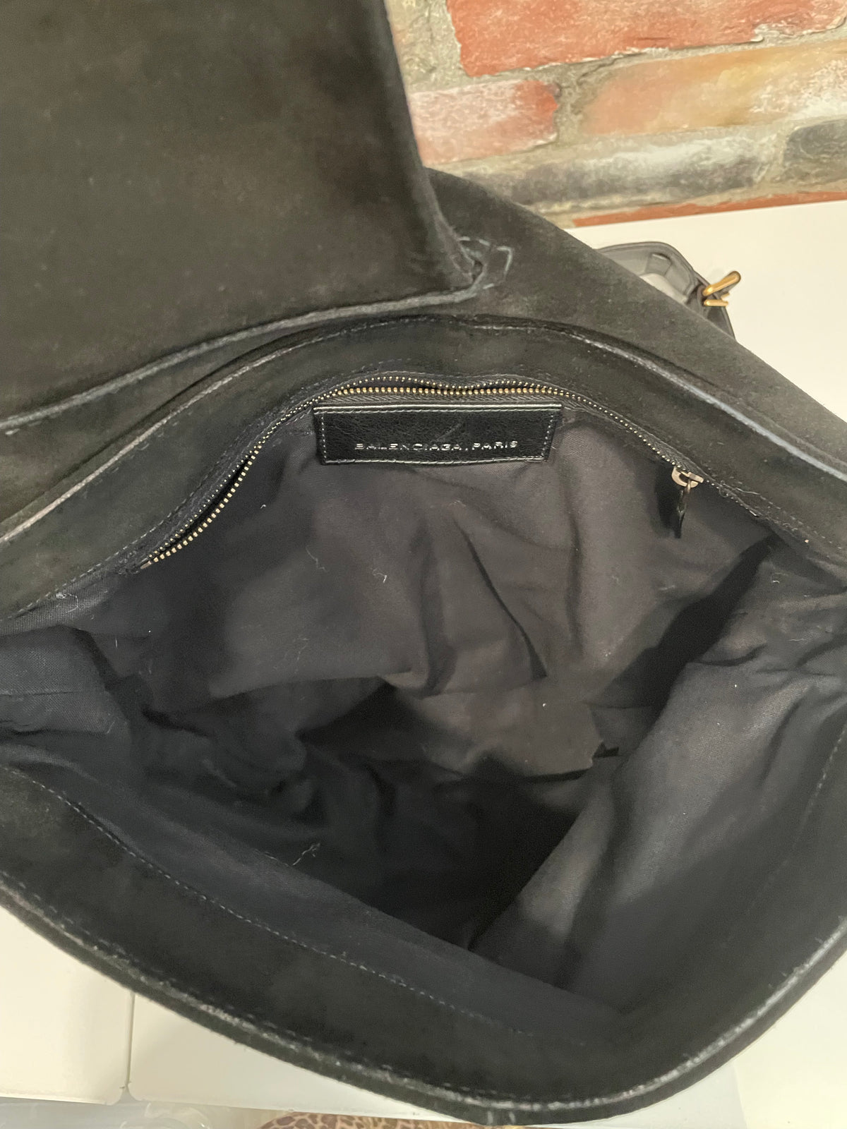 Black suede  Balenciaga Messenger bag crossbody hobo VGUC