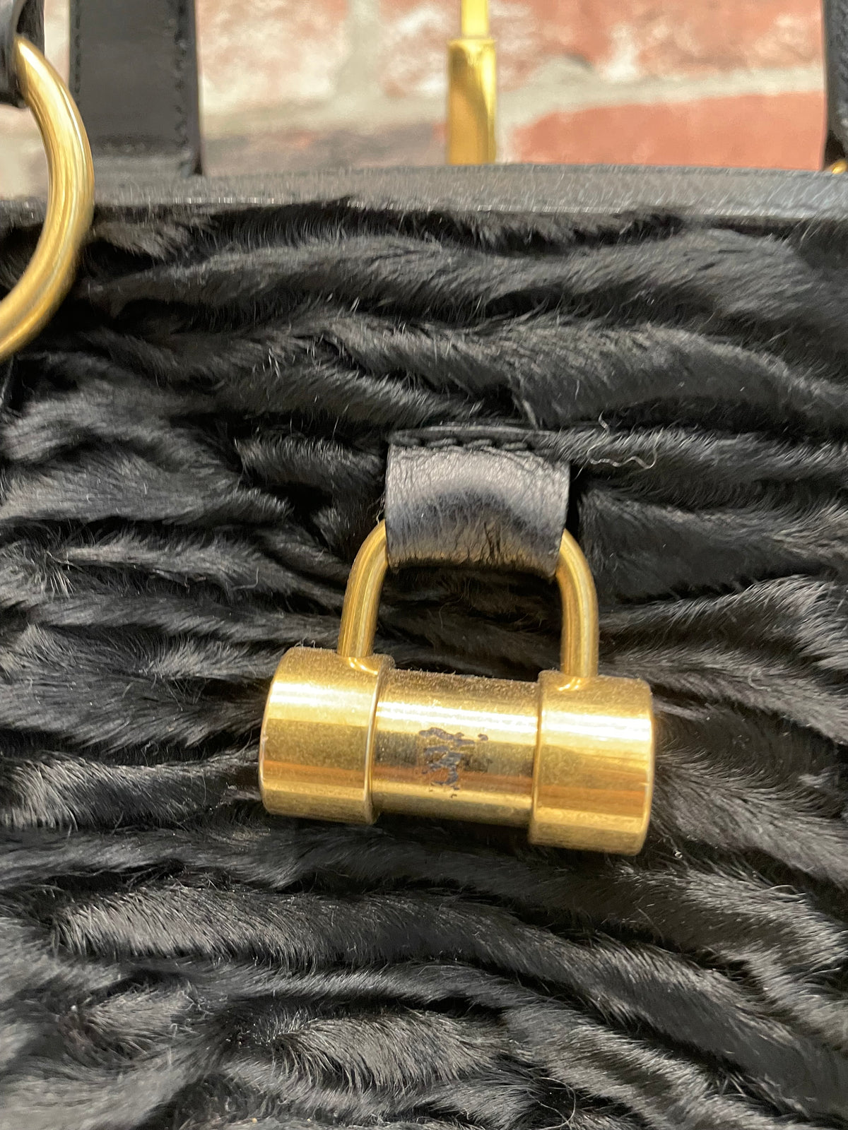 Black YSL Handbag Persian Lamb Muse VGUC (scratch on lock)