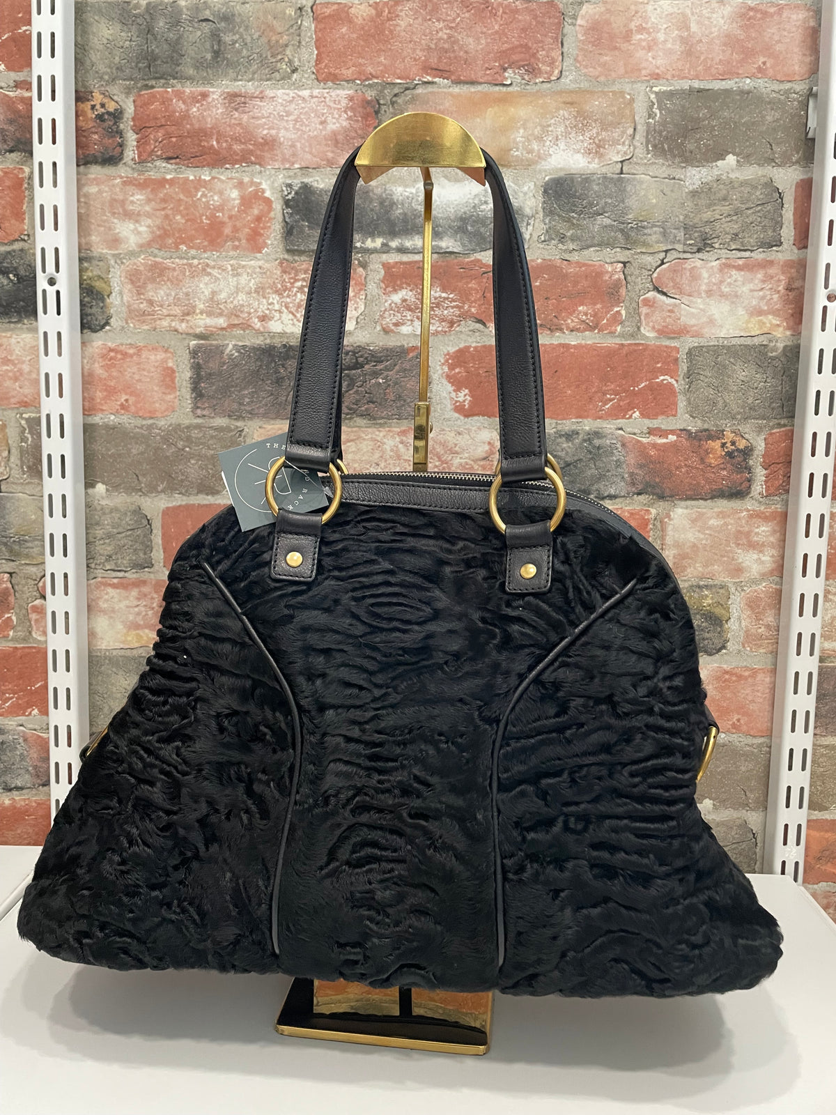 Black YSL Handbag Persian Lamb Muse VGUC (scratch on lock)