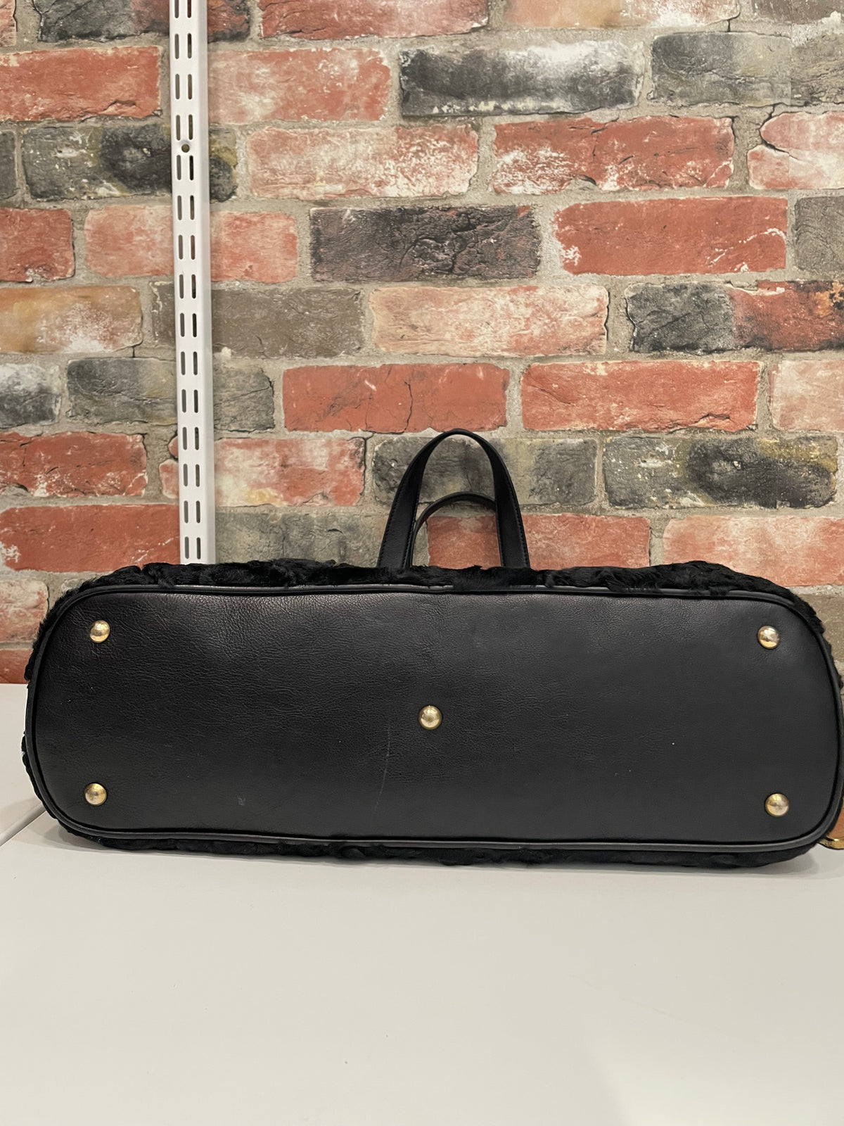 Black YSL Handbag Persian Lamb Muse VGUC (scratch on lock)
