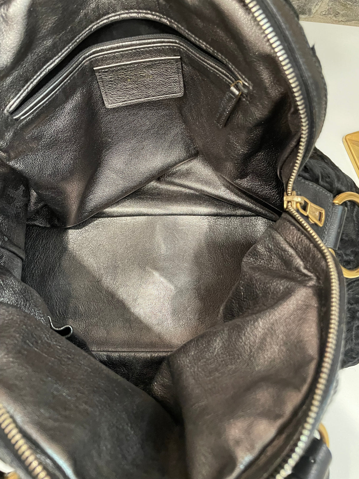 Black YSL Handbag Persian Lamb Muse VGUC (scratch on lock)