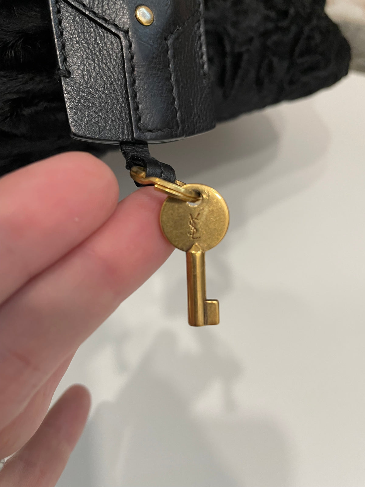 Black YSL Handbag Persian Lamb Muse VGUC (scratch on lock)