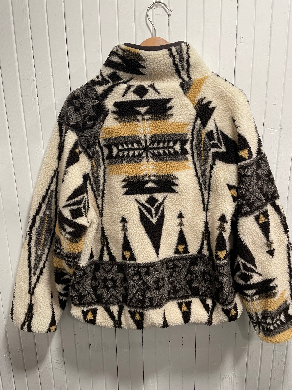Cream/Blk/Tan Aztec The Upside  Fleece Jacket, S