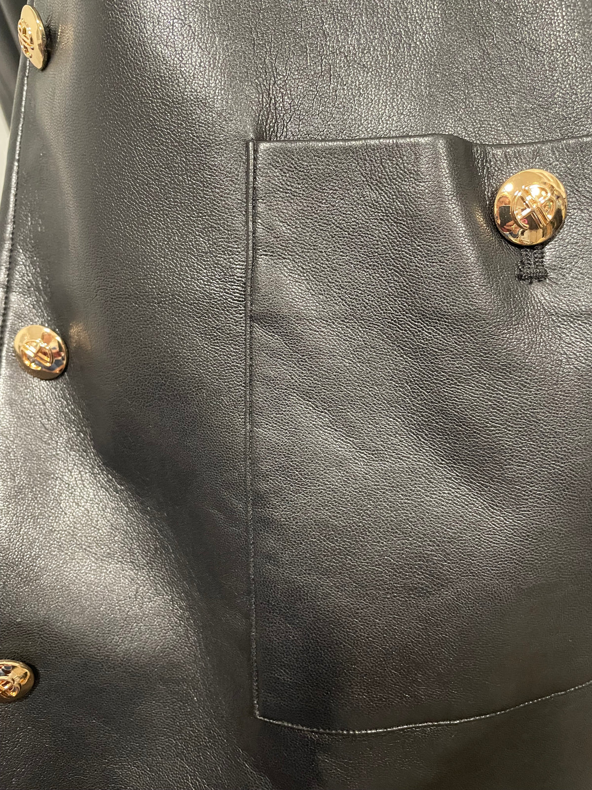 Black Anine Bing Leather Jacket Gold Button Luca , M
