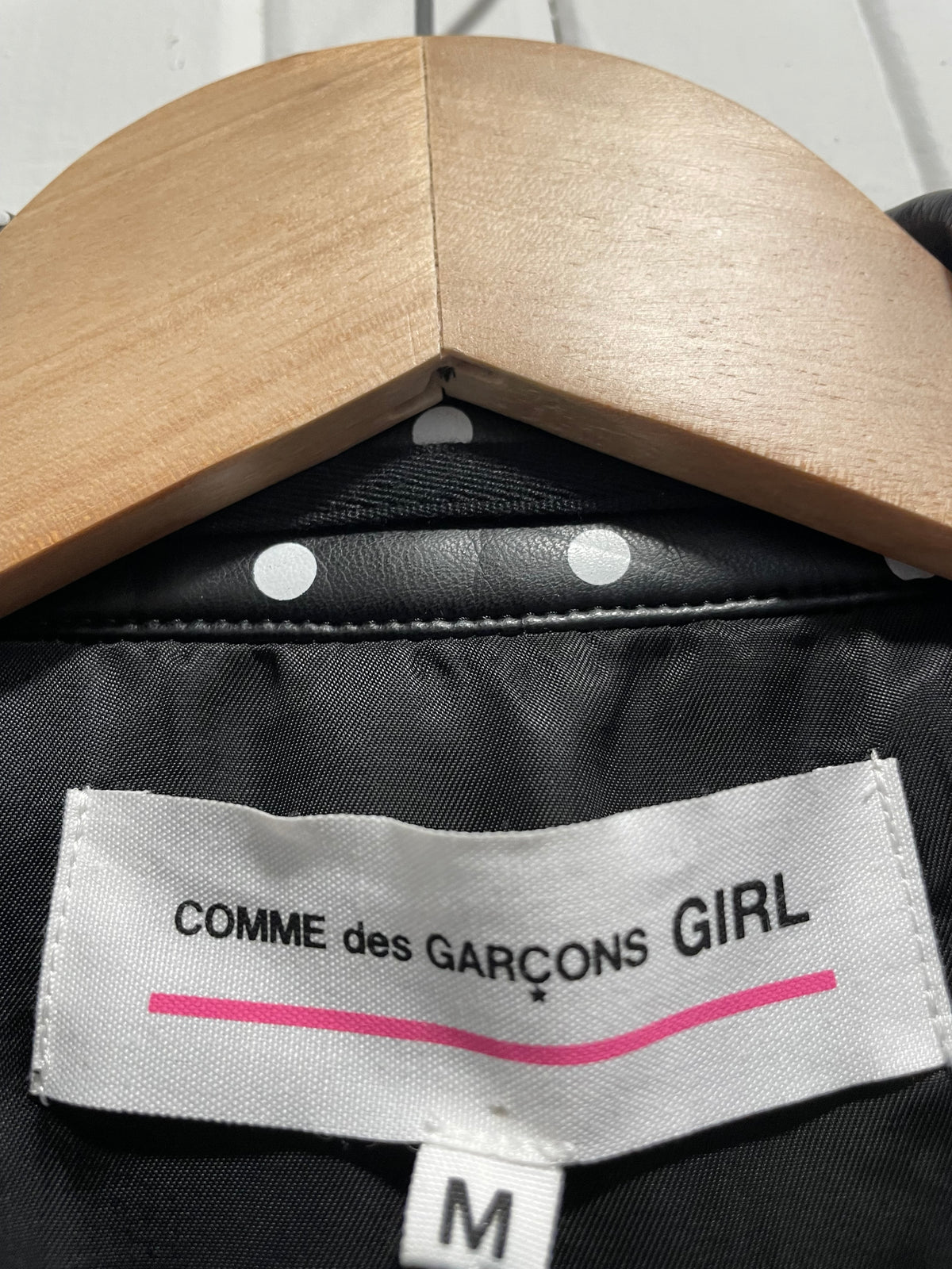 Black/White COMME des GARCONS Leather Jacket NWT Polka-Dots, XS/S