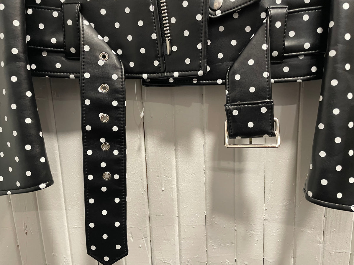 Black/White COMME des GARCONS Leather Jacket NWT Polka-Dots, XS/S