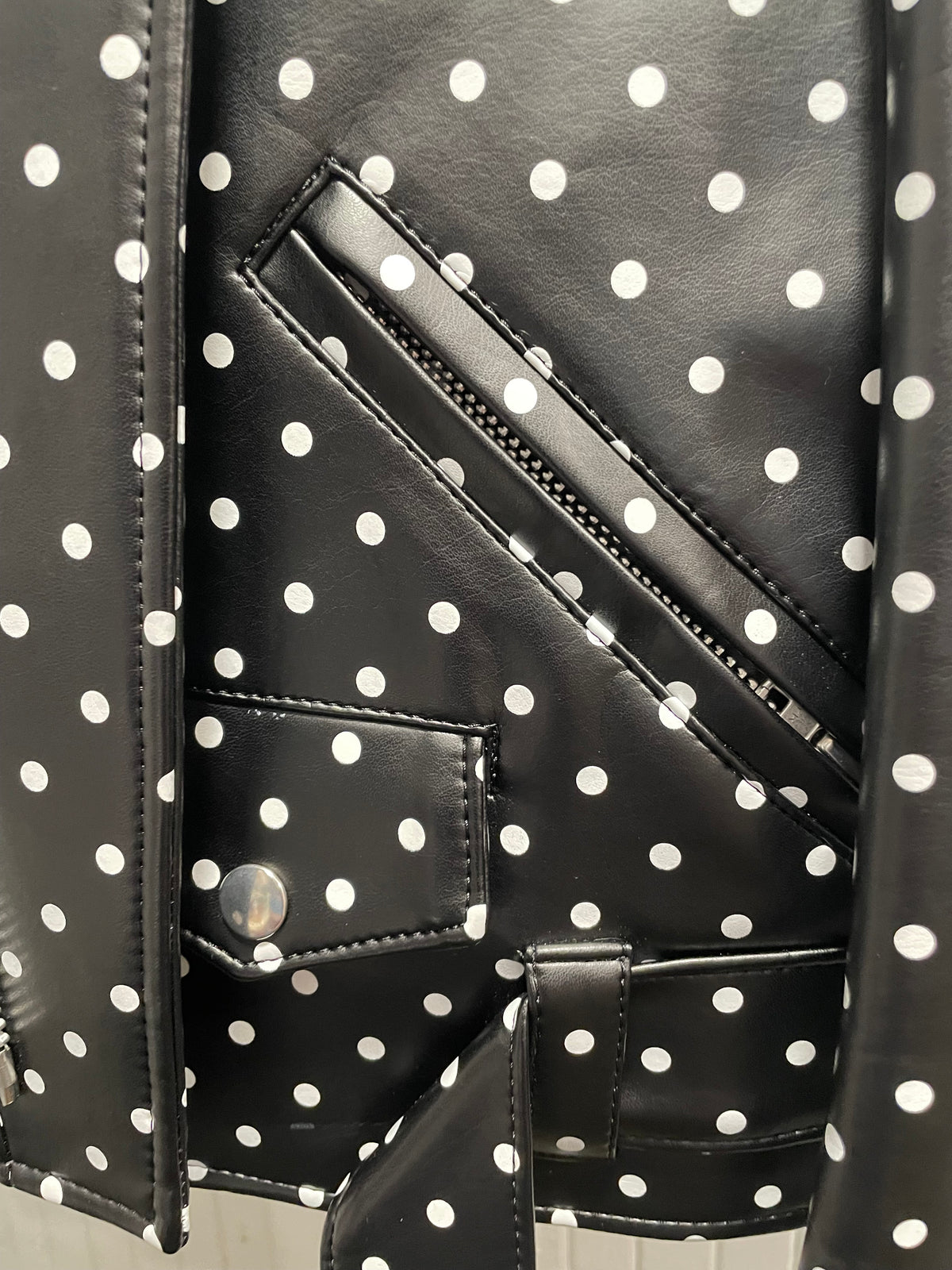 Black/White COMME des GARCONS Leather Jacket NWT Polka-Dots, XS/S