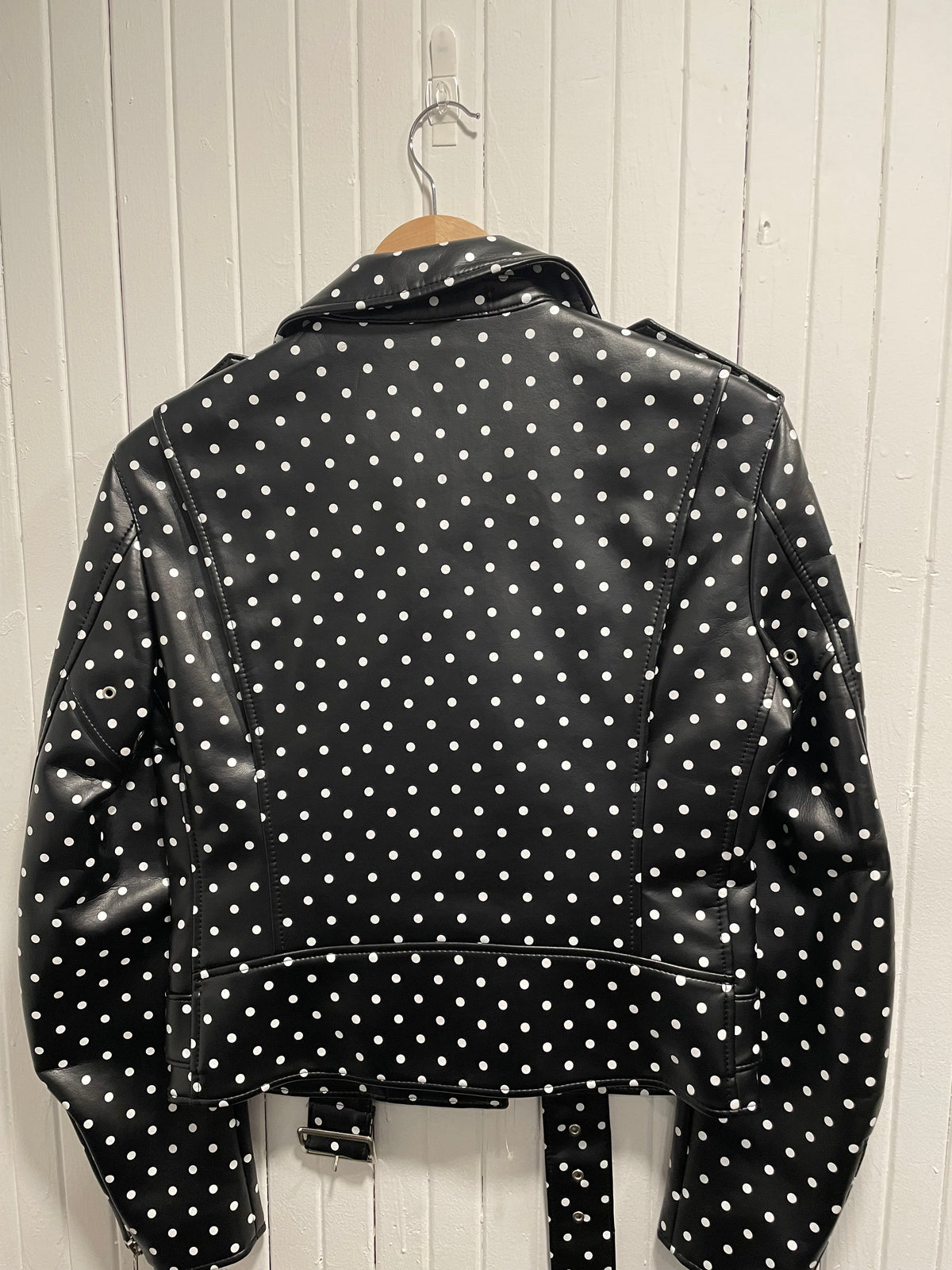 Black/White COMME des GARCONS Leather Jacket NWT Polka-Dots, XS/S
