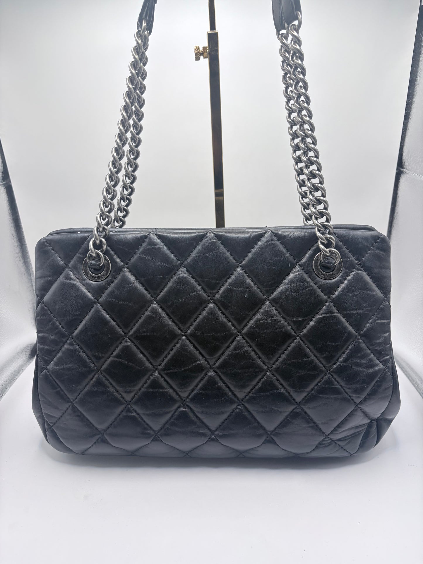 Black Chanel Handbag Large shopping tote- with bag and box, etc