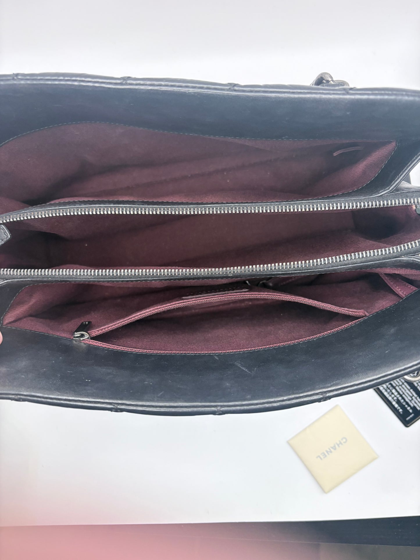 Black Chanel Handbag Large shopping tote- with bag and box, etc