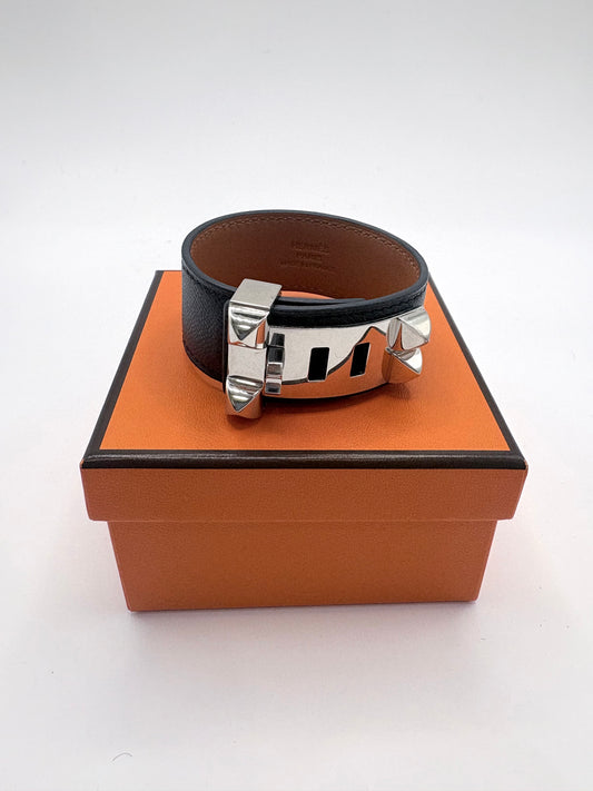 Black  Hermes Bracelet 2015 Collier De Chien 24, T1 Epsom box and bag